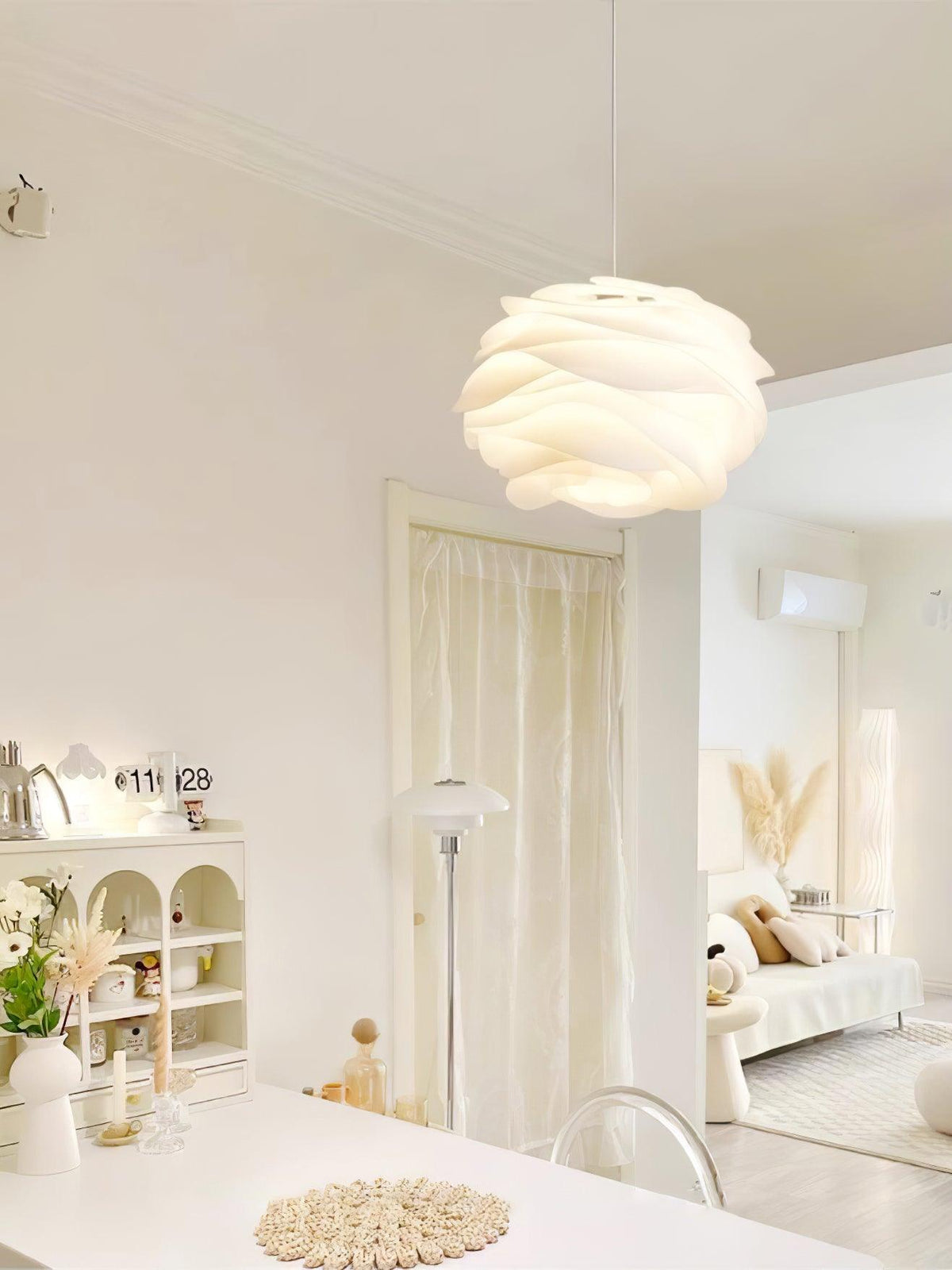 Kirove hanglamp PVC roosbloemen gelaagd romantisch