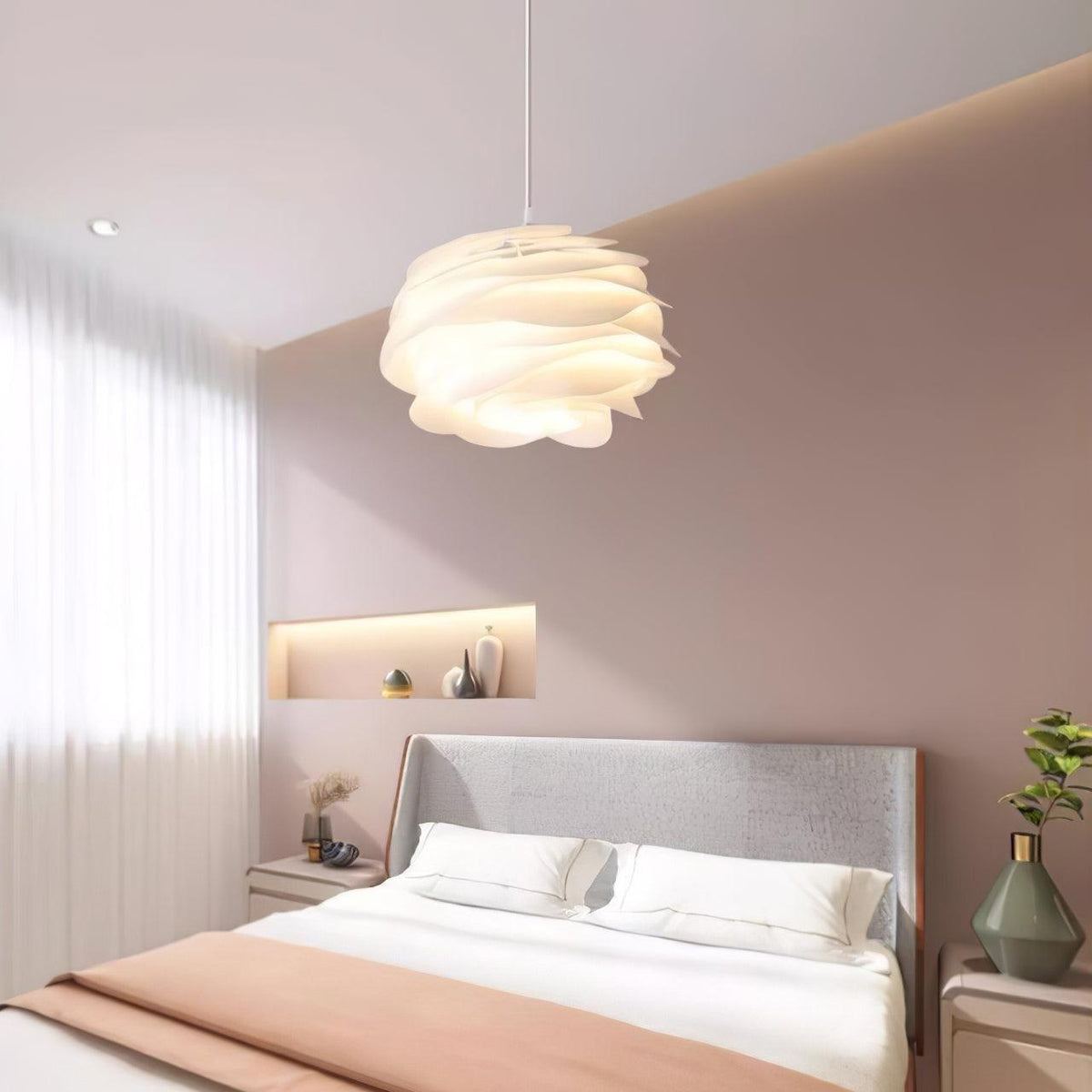 Kirove hanglamp PVC roosbloemen gelaagd romantisch