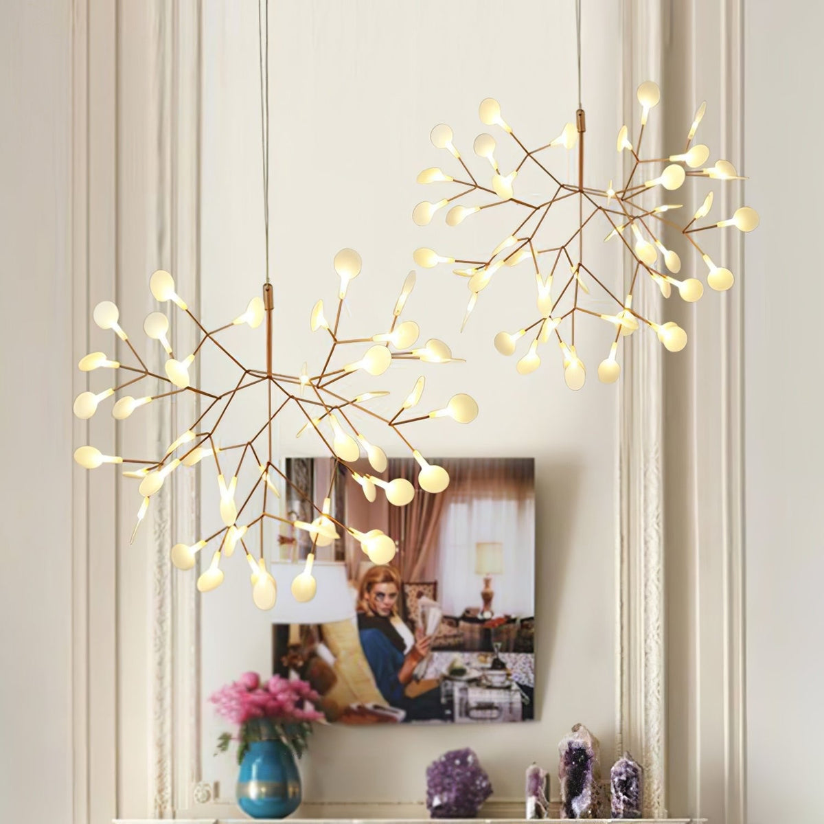 Auroreon Kroonluchter roségoud Firefly LED Tak