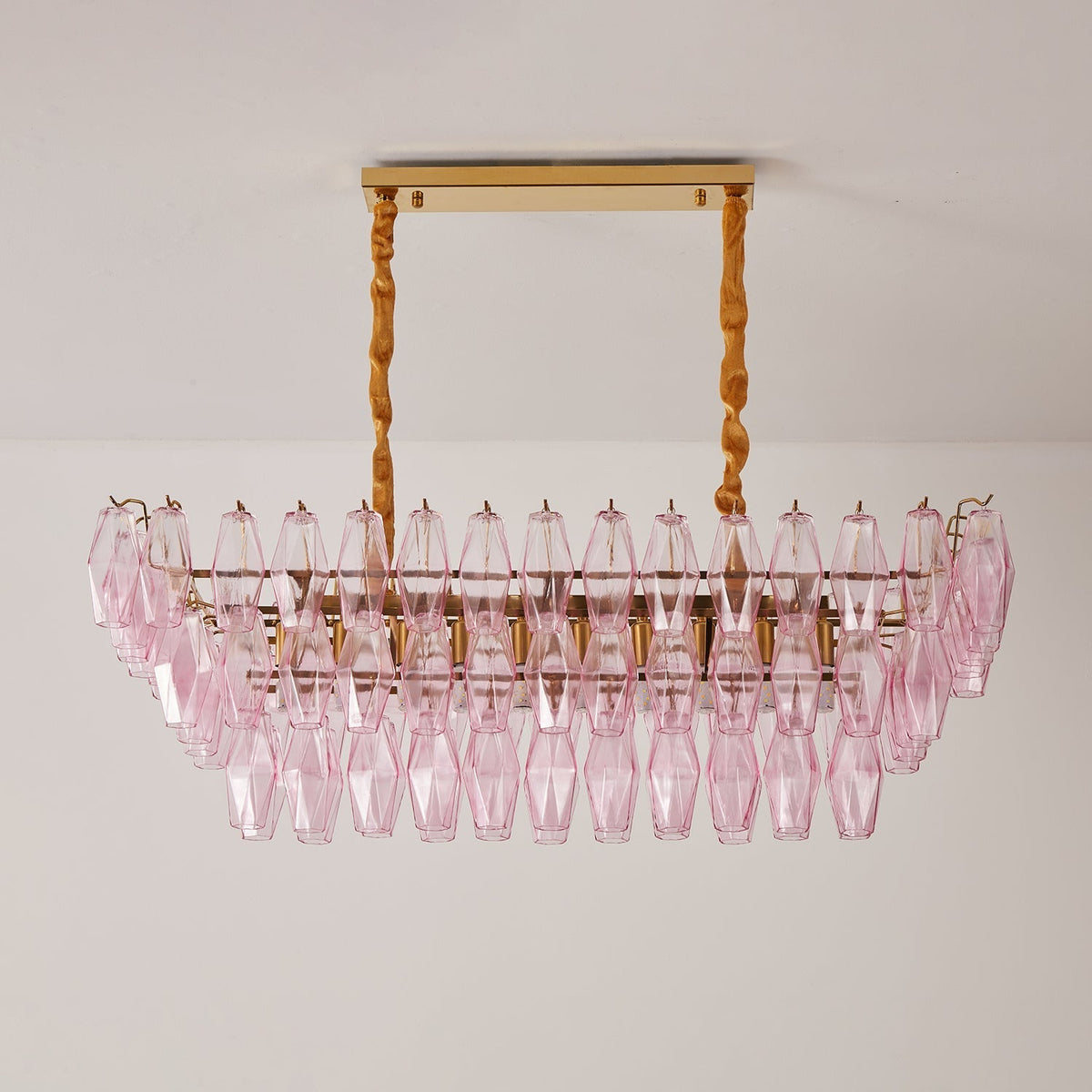 Eireora Kroonluchter Rose Prism glas Rechthoekige Gelaagde
