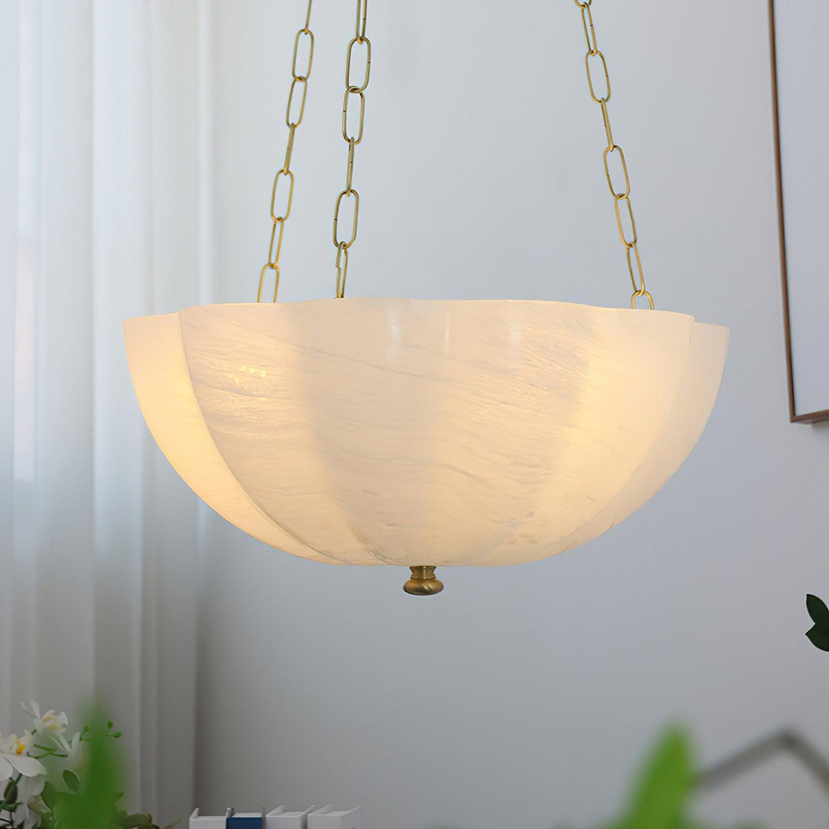 Voriq kroonluchter glazen kom messing ketting