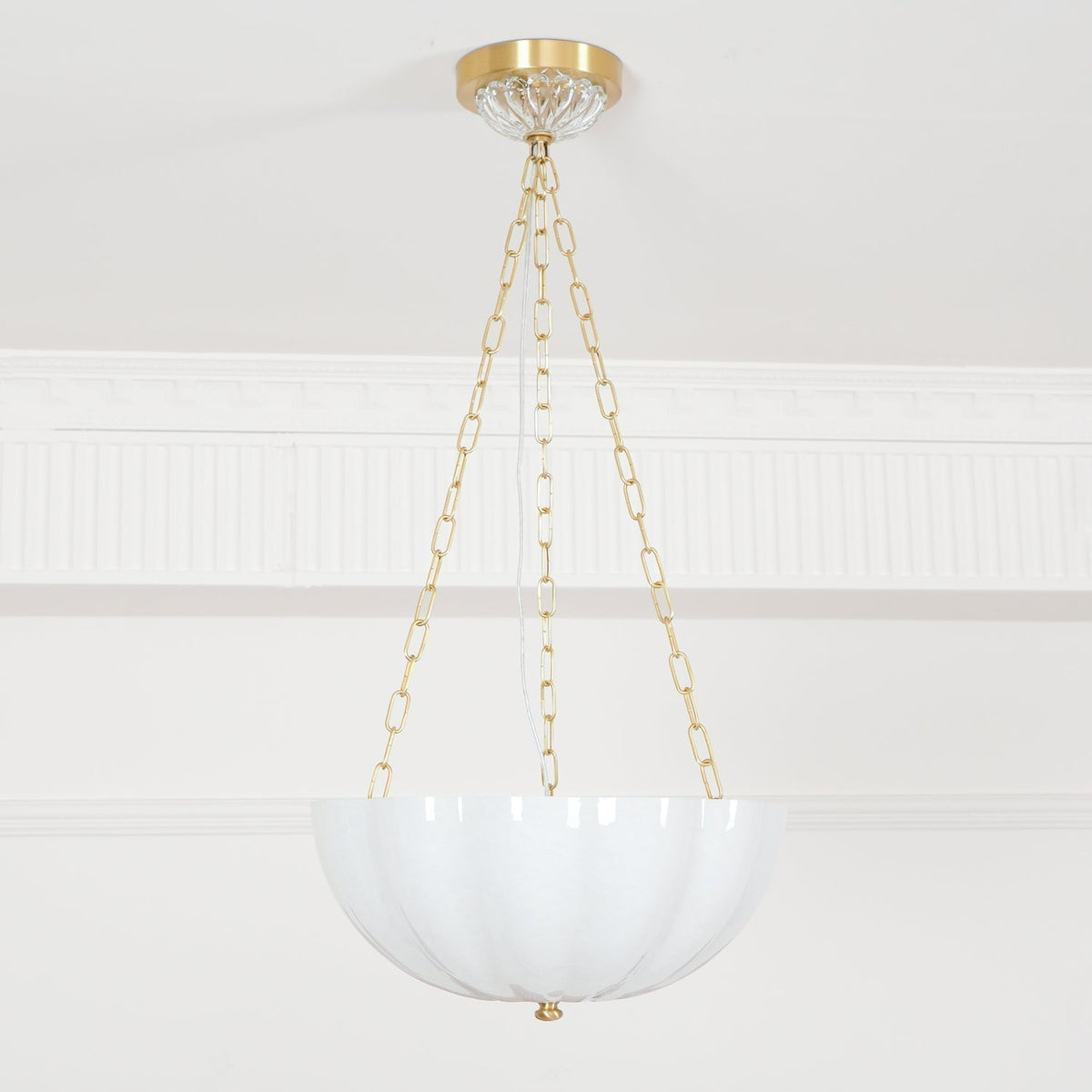 Voriq kroonluchter glazen kom messing ketting