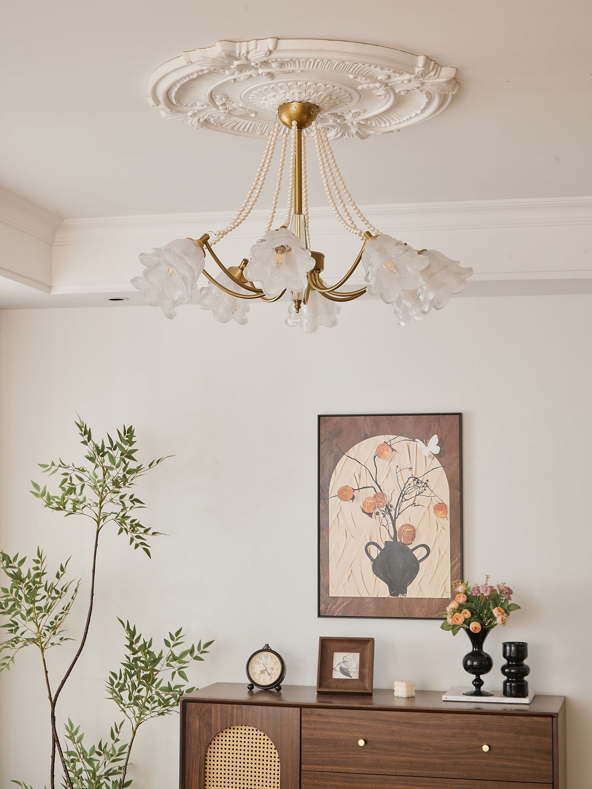 Allirila Traditionele Elegantie Vintage Bloom Parelmoer glas Kroonluchter
