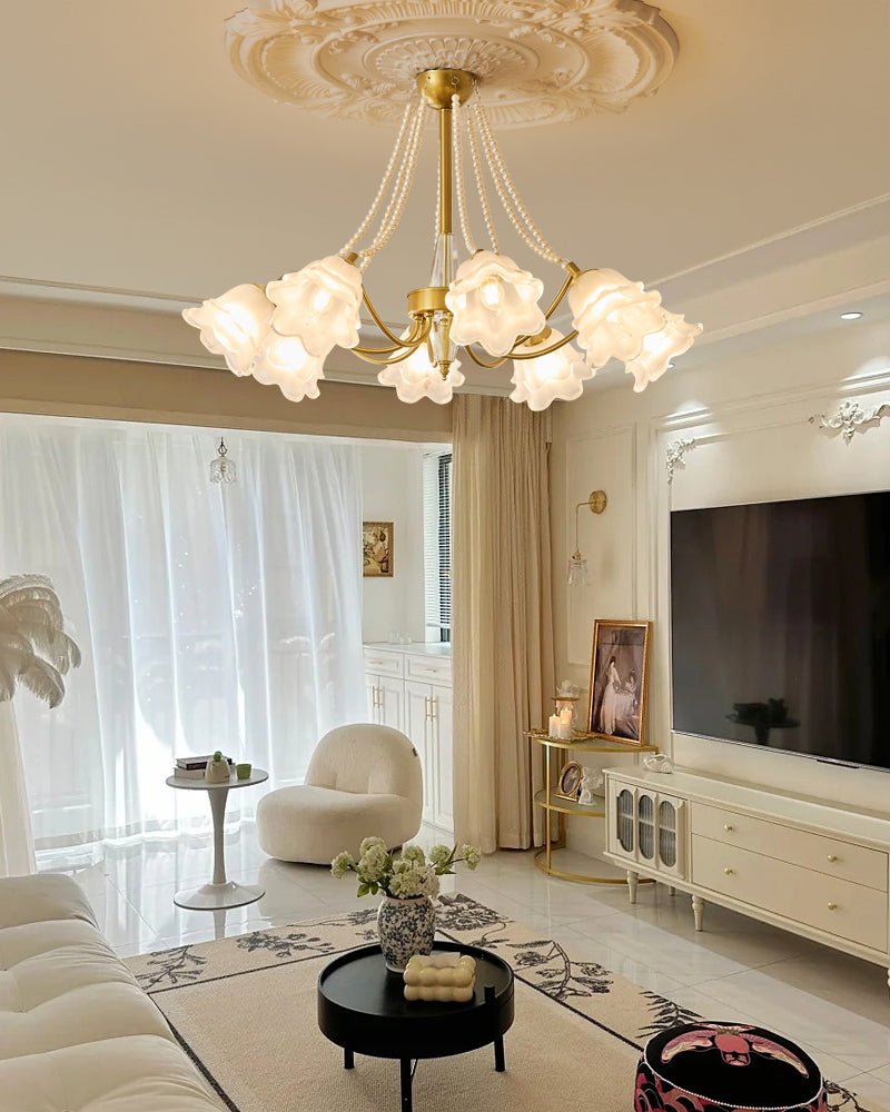 Allirila Traditionele Elegantie Vintage Bloom Parelmoer glas Kroonluchter