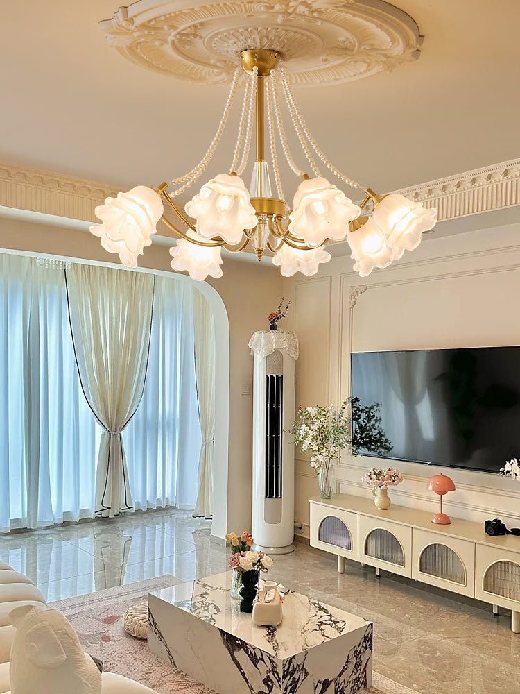 Allirila Traditionele Elegantie Vintage Bloom Parelmoer glas Kroonluchter