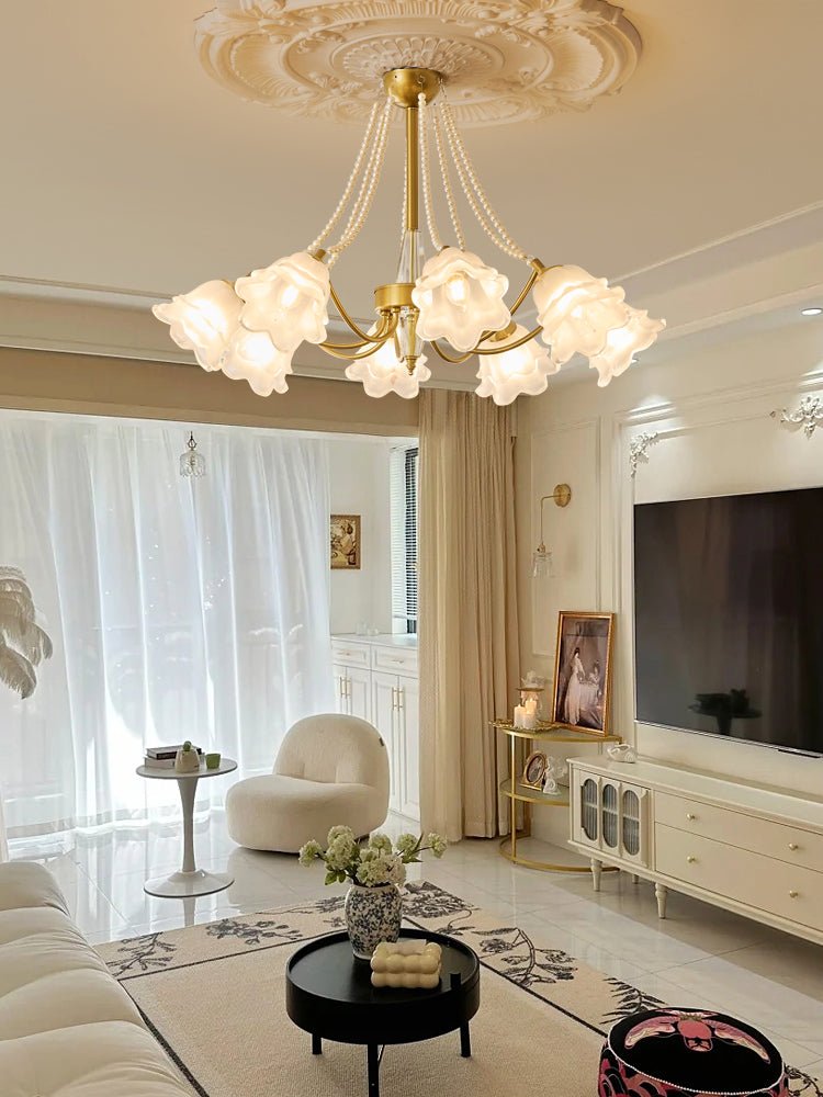 Allirila Traditionele Elegantie Vintage Bloom Parelmoer glas Kroonluchter