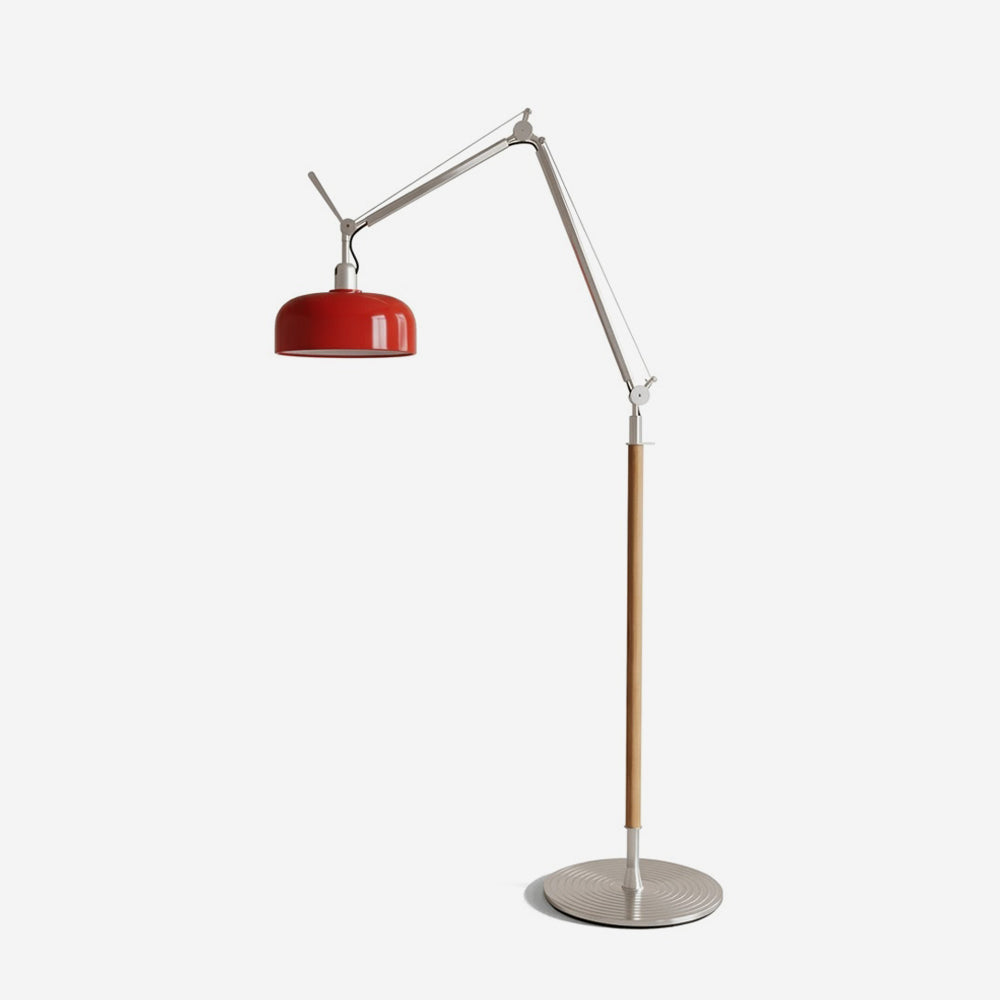 Rudy vloerlamp karmozijnrood esdoornhout met beweegbare arm