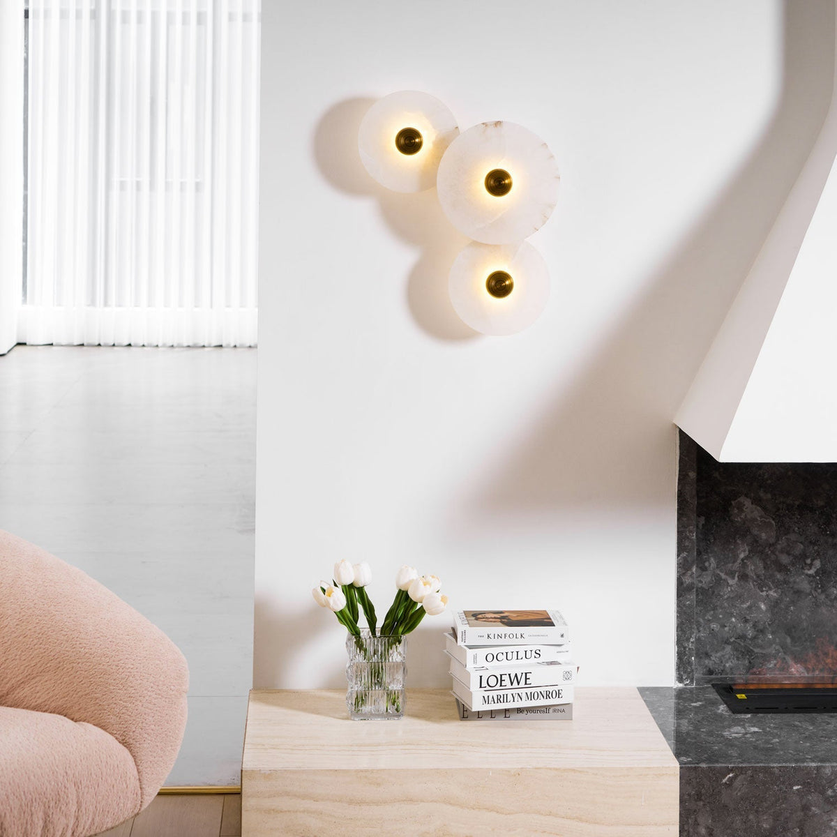 Albireria Minimalistische plafondlamp van albast