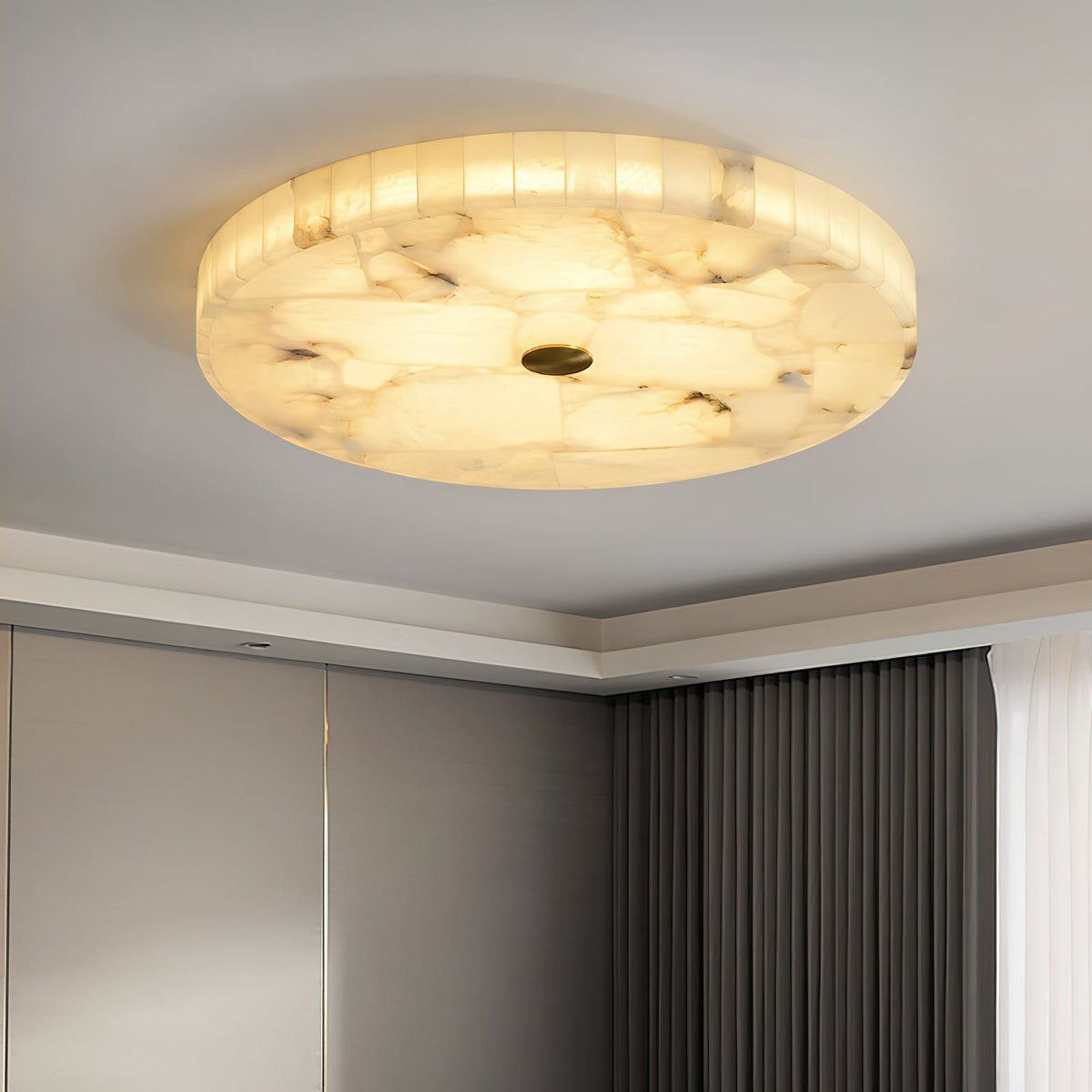 Nivael ronde plafondlamp van albast