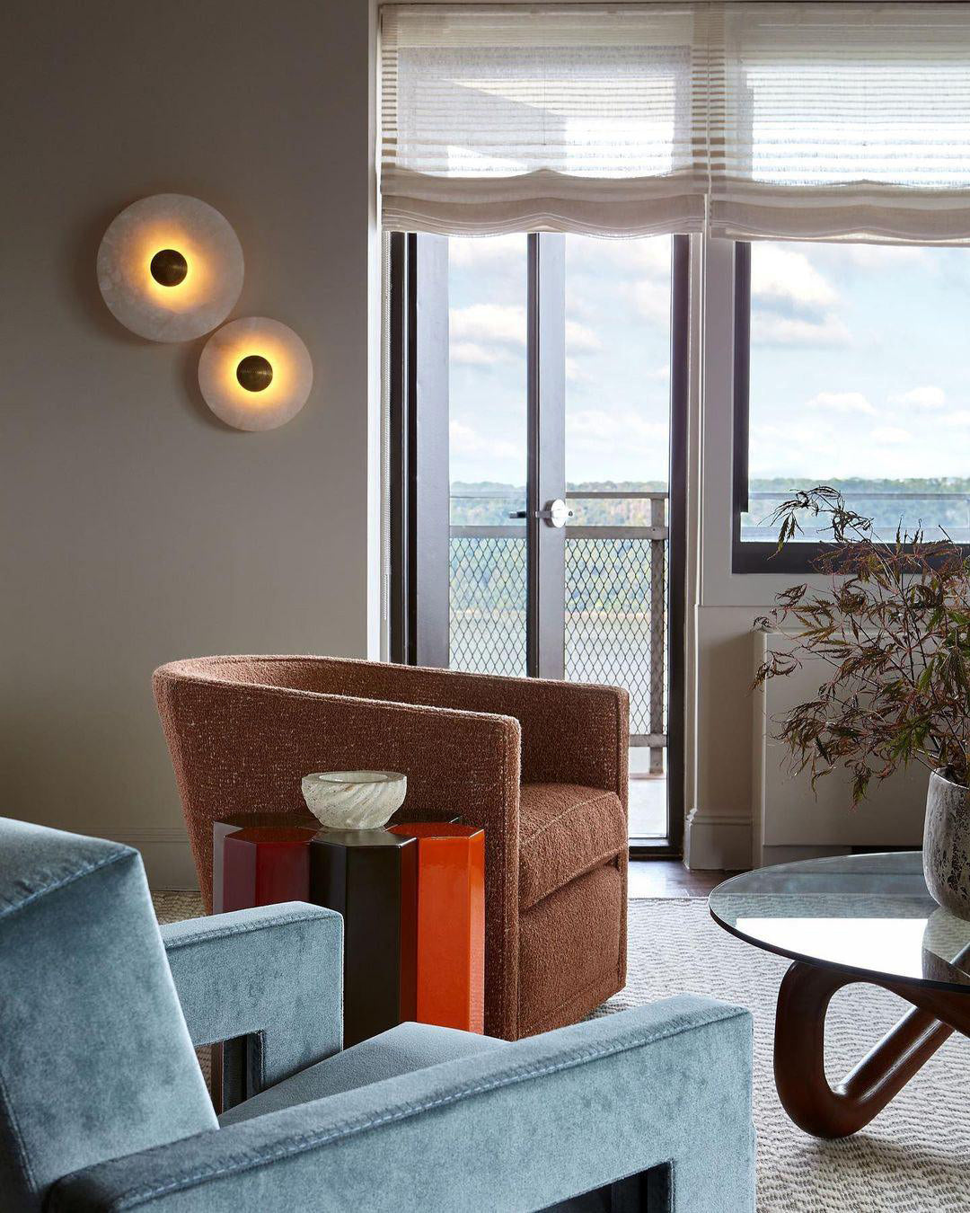 Apollo ronde albasten wandlamp