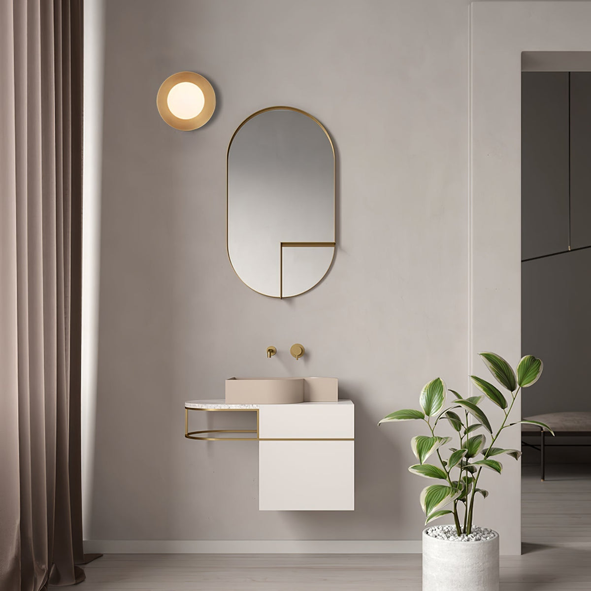 Elem modern Minimalistisch Rond Kunstzinnig Messing Glas Wandlamp