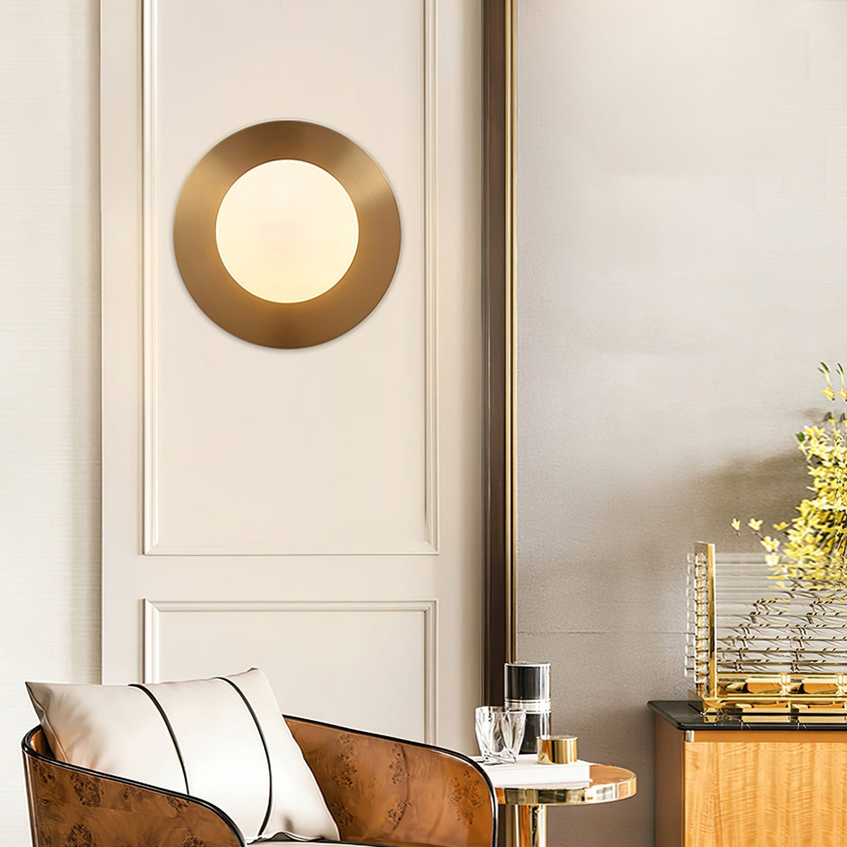 Elem modern Minimalistisch Rond Kunstzinnig Messing Glas Wandlamp