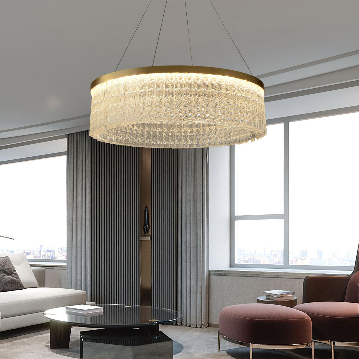 Seluira kroonluchter ronde halo kristal