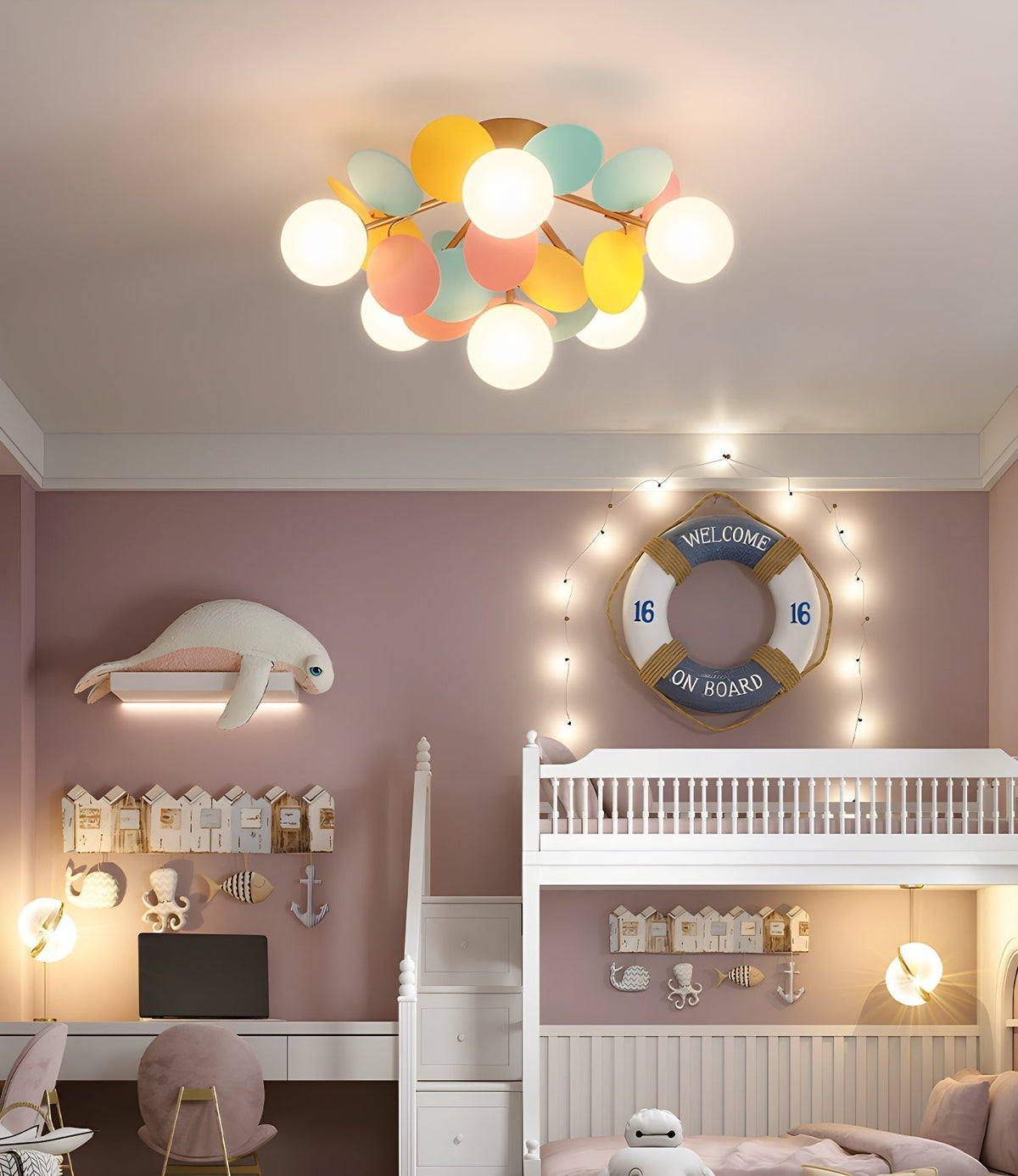 Renanina plafondlamp Ronde Macaron met pastelkleuren