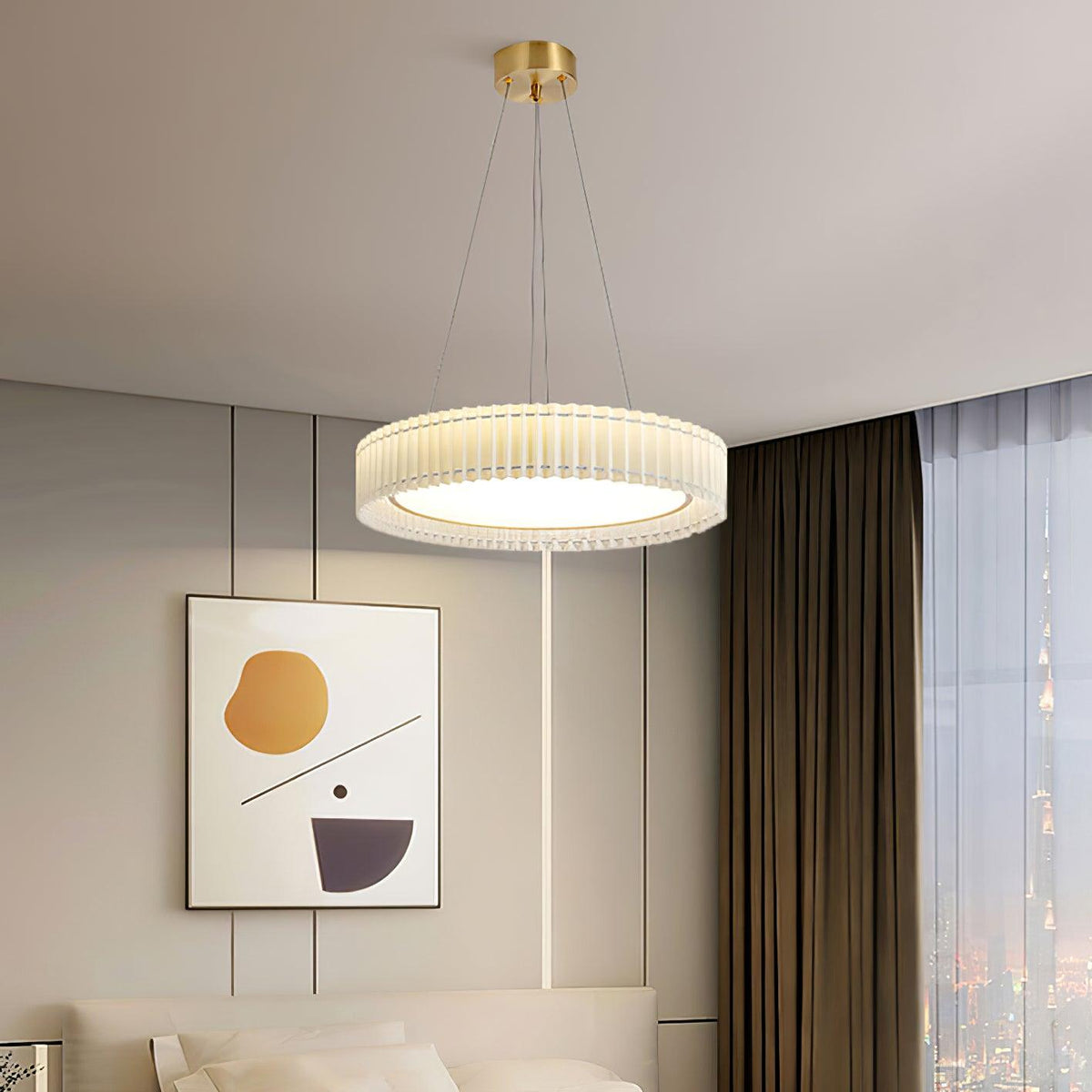 Cudo Cozy hanglamp met stoffen goudkleurige afwerking