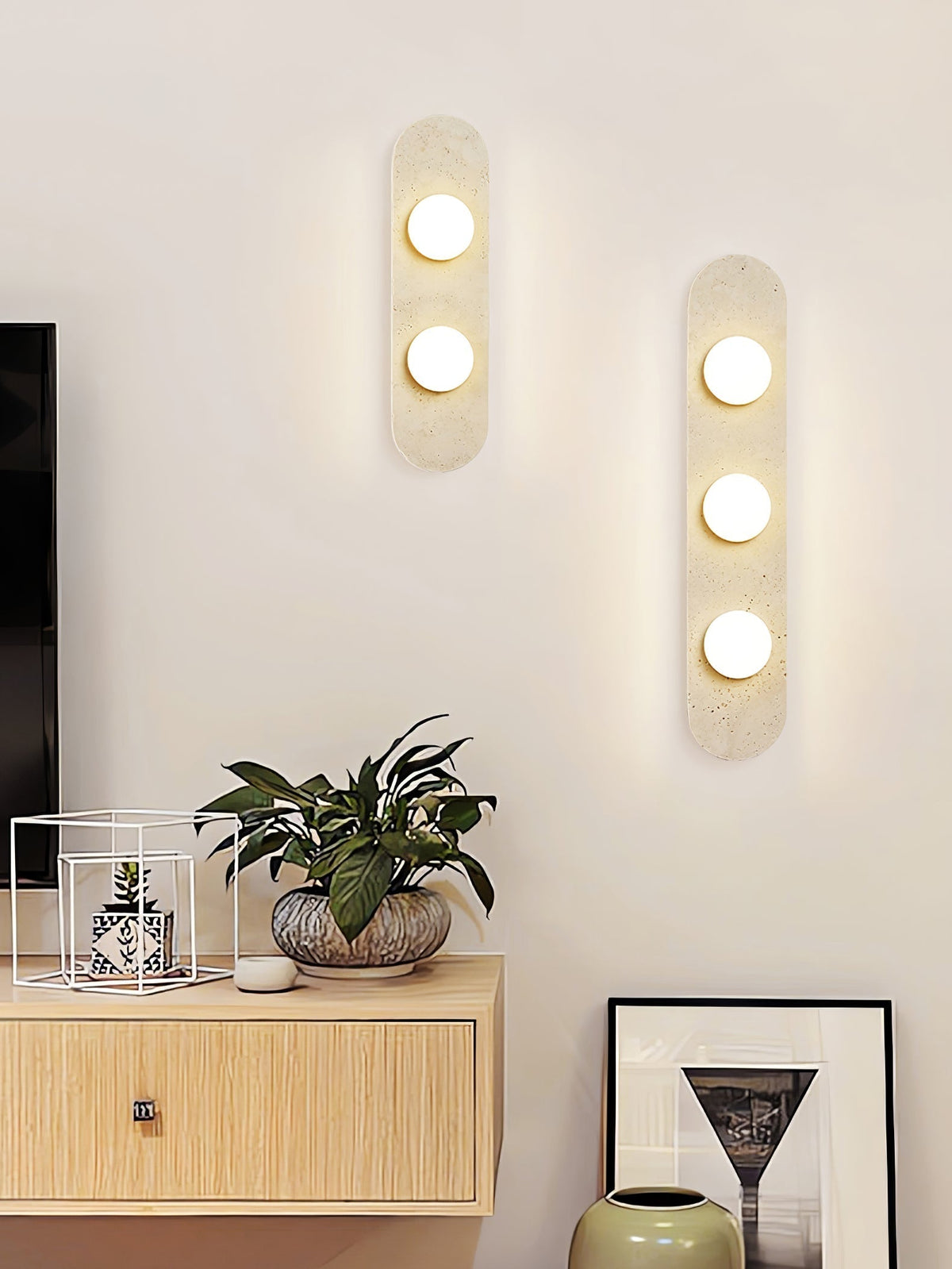 Zasoliel wandlamp met minimalistisch ontwerp in geel travertin