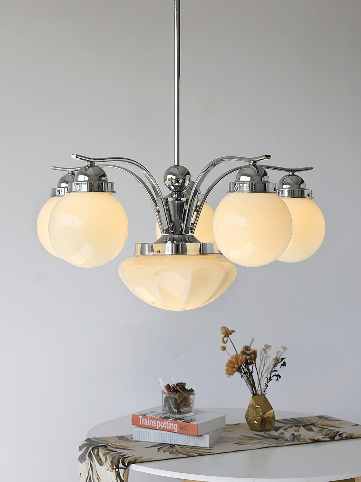 Ririxon Kroonluchter Retro Chic Bolvormig Wit glas