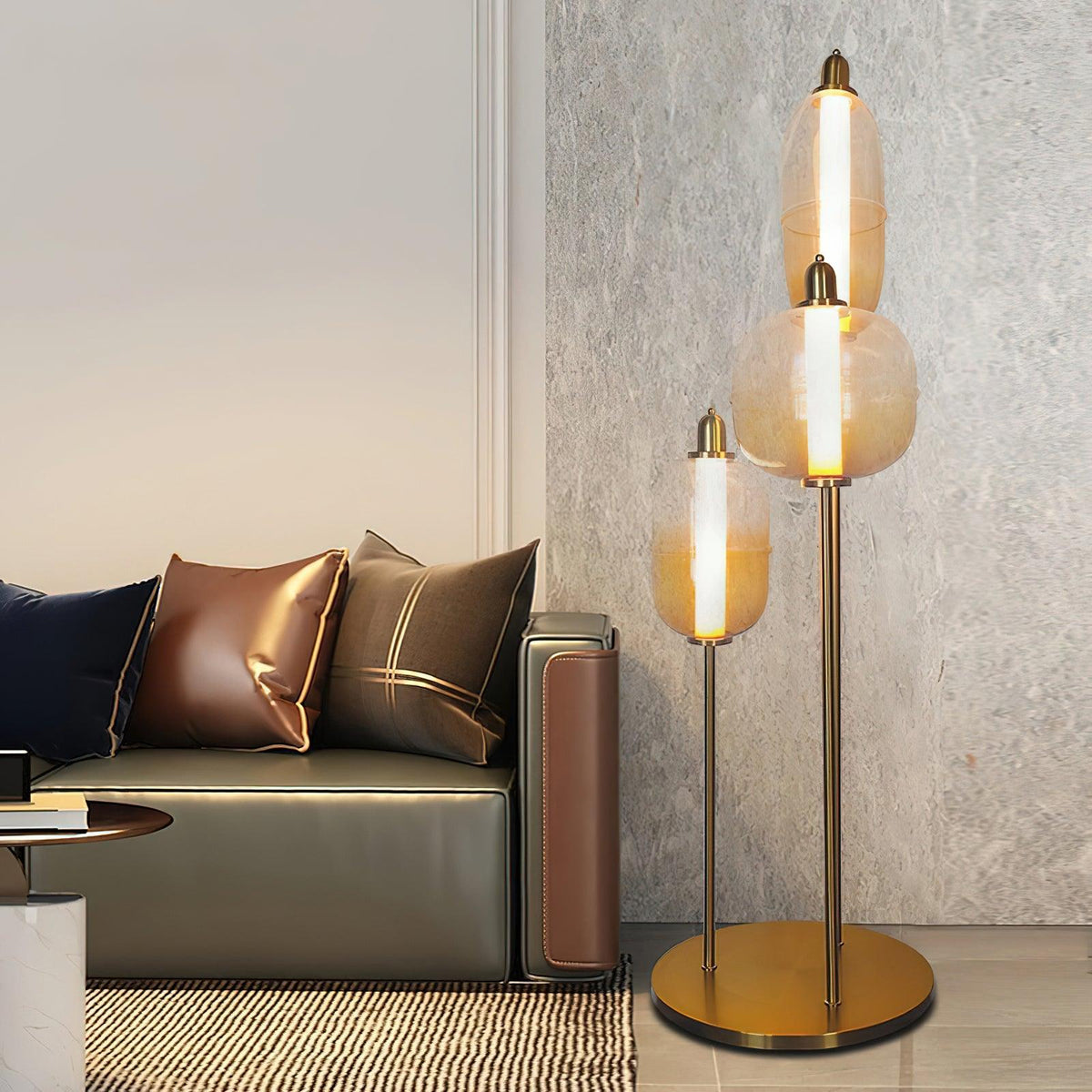 Arixel Moderne vloerlamp van glas in goudkleurige afwerking