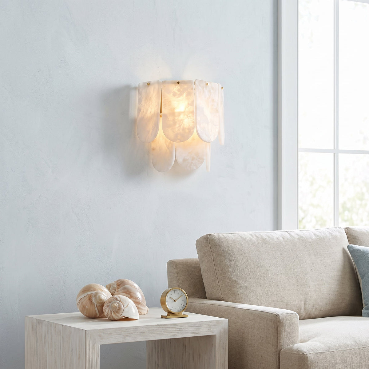 Ormondcombe albast tegel wandlamp