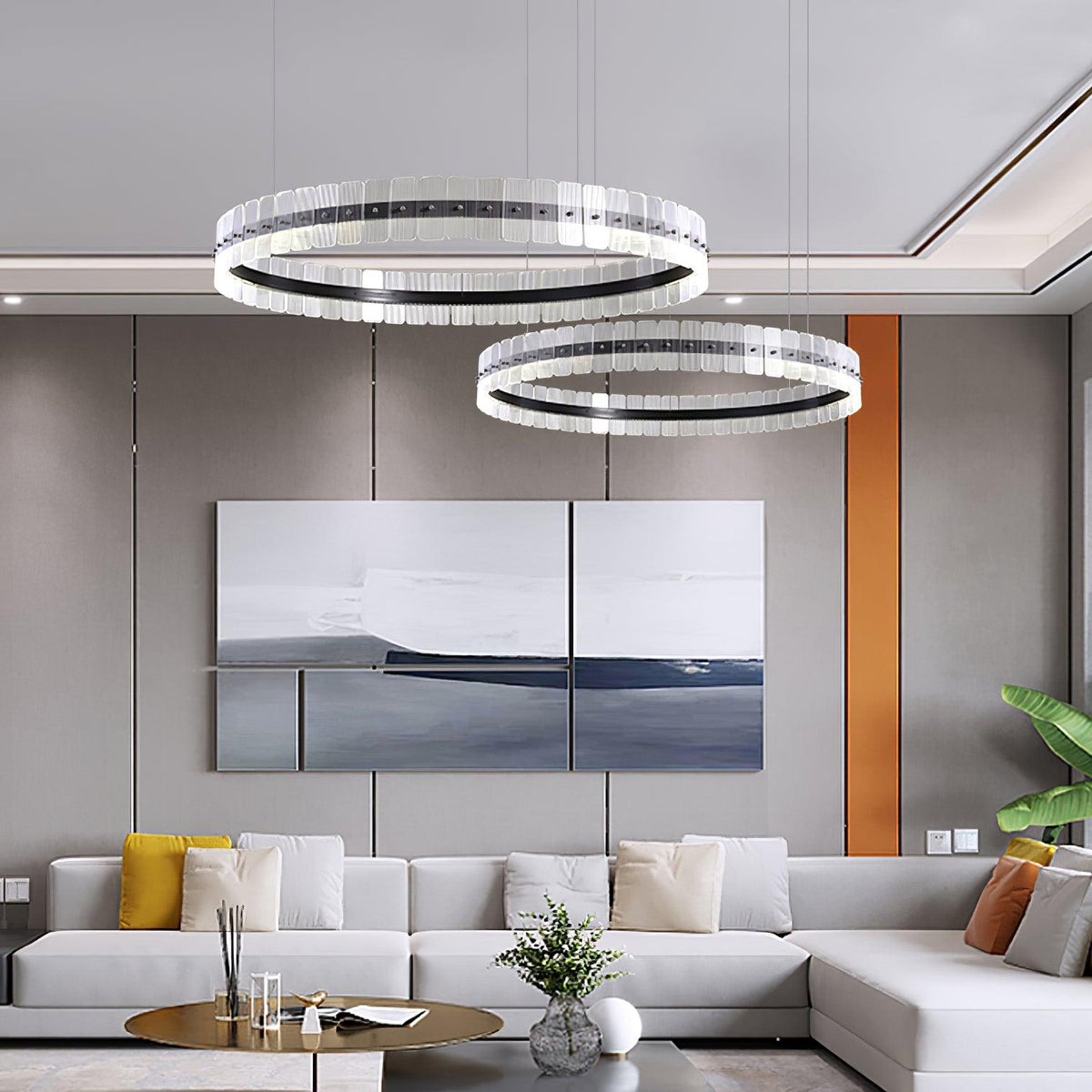 Kynell Kroonluchter Saturno met LED en acrylblokken