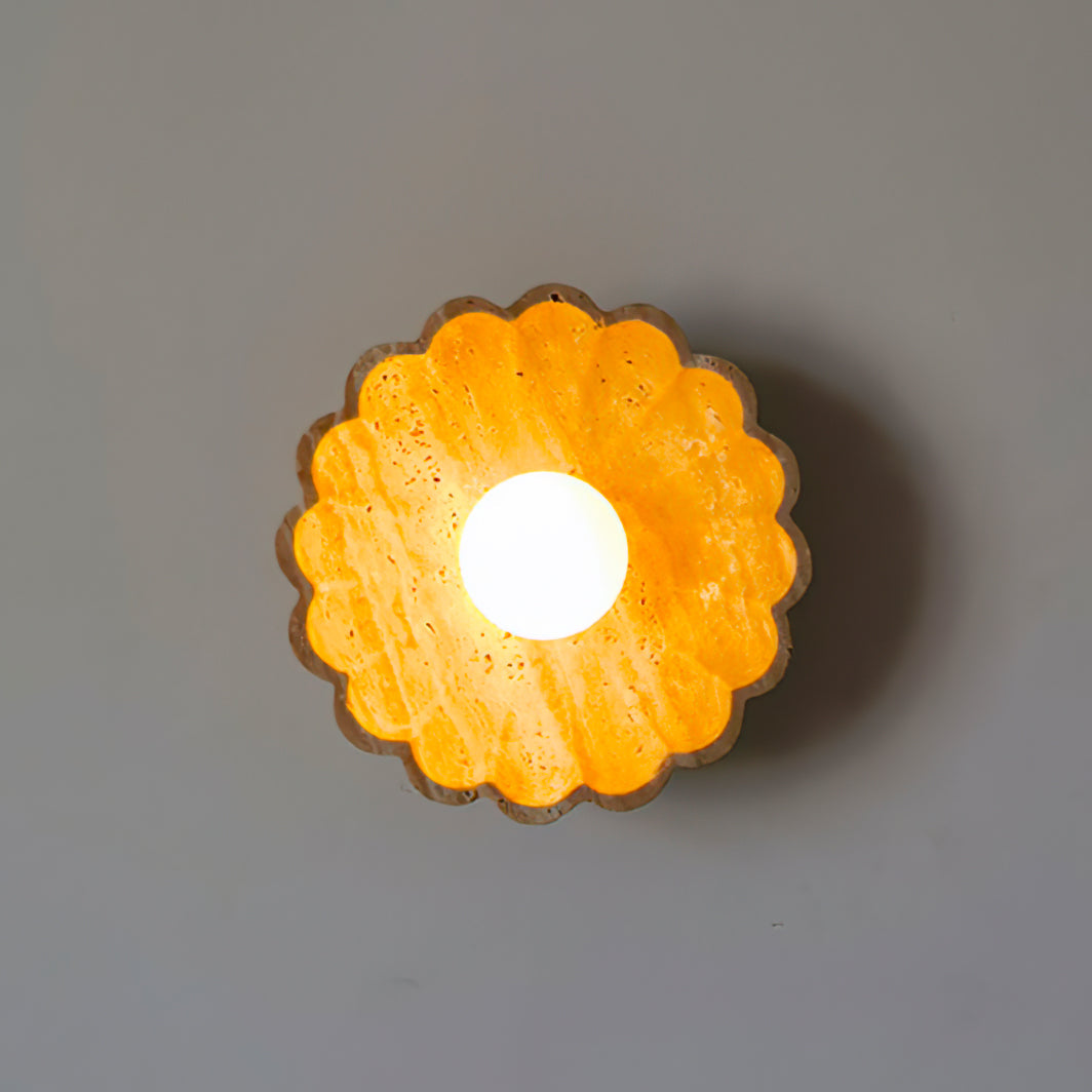 Valielia Flower wandlamp Beige Geel travertin
