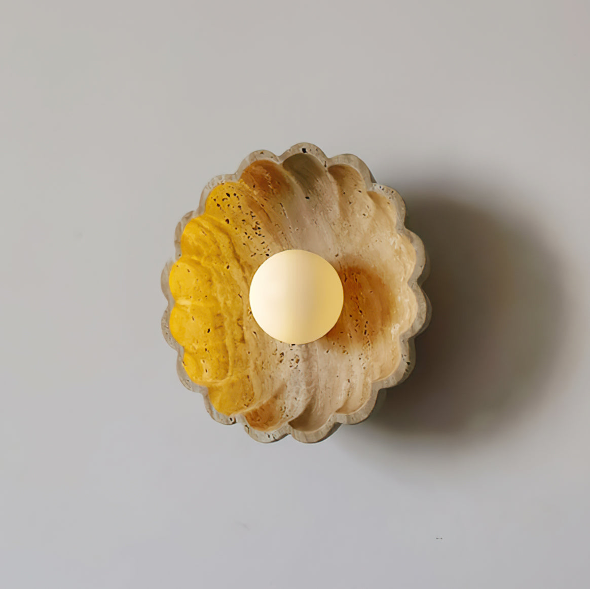 Valielia Flower wandlamp Beige Geel travertin