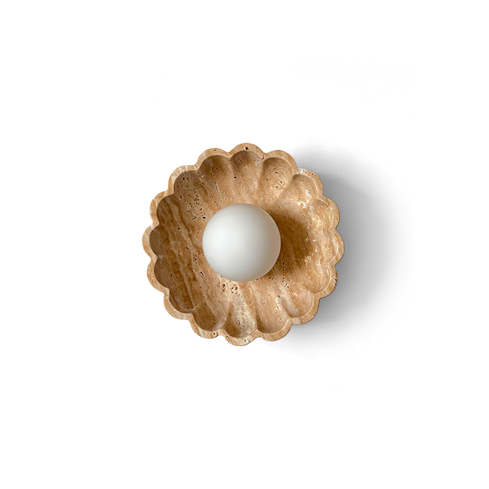 Valielia Flower wandlamp Beige Geel travertin