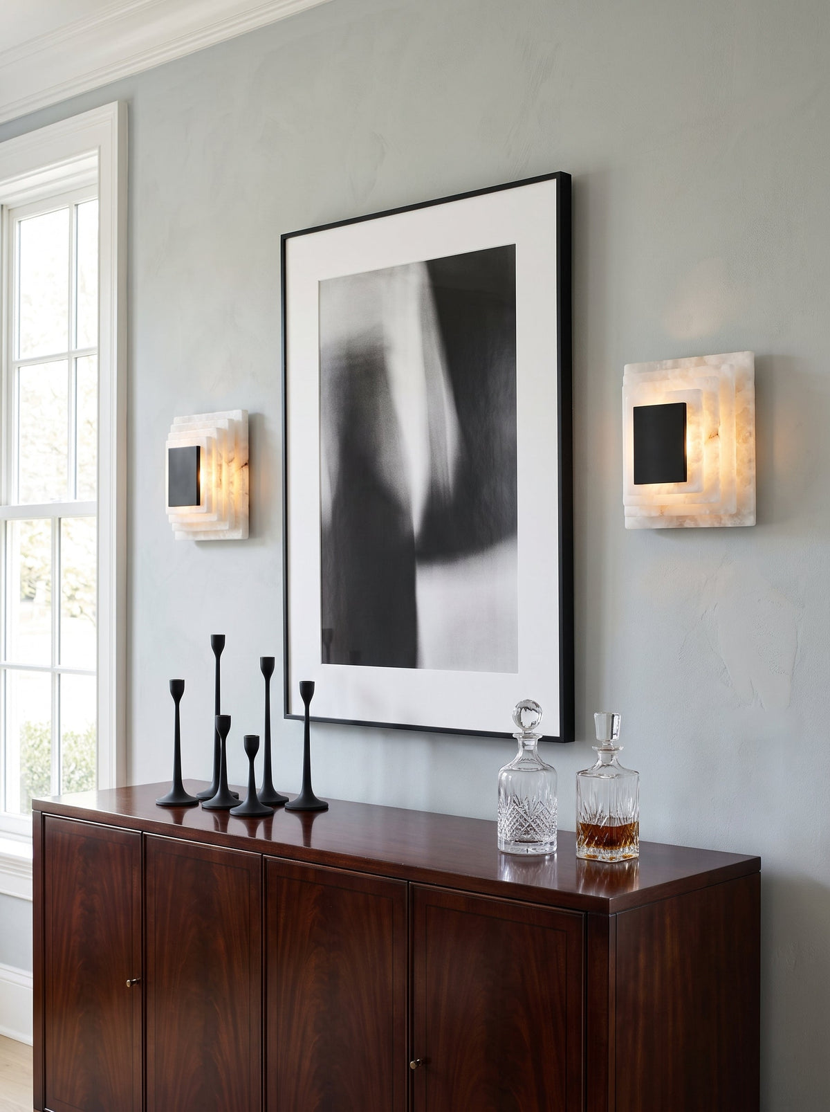 Sedgemere gelaagde albast wandlamp