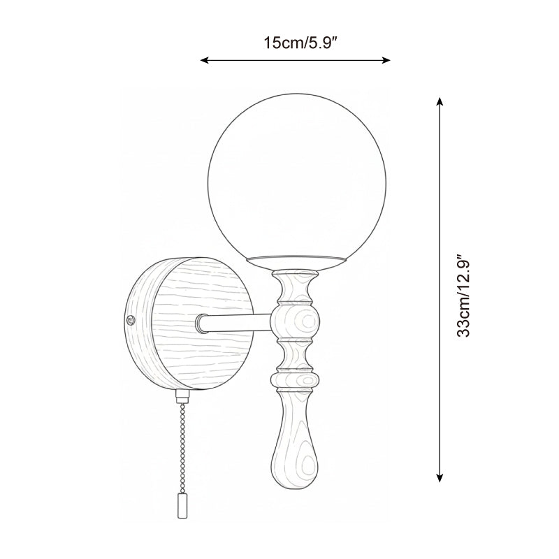 Walnut houten wandlamp