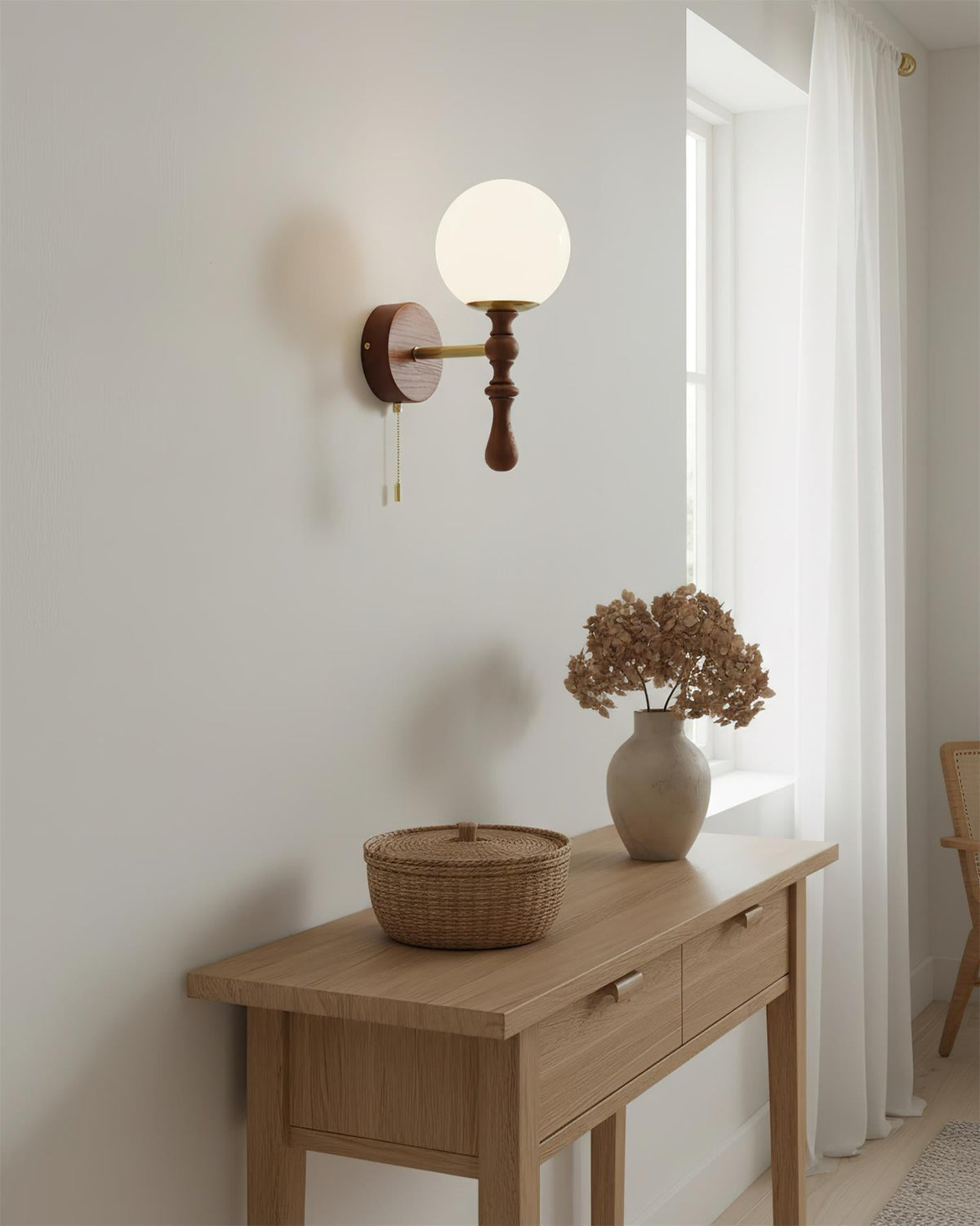 Walnut houten wandlamp