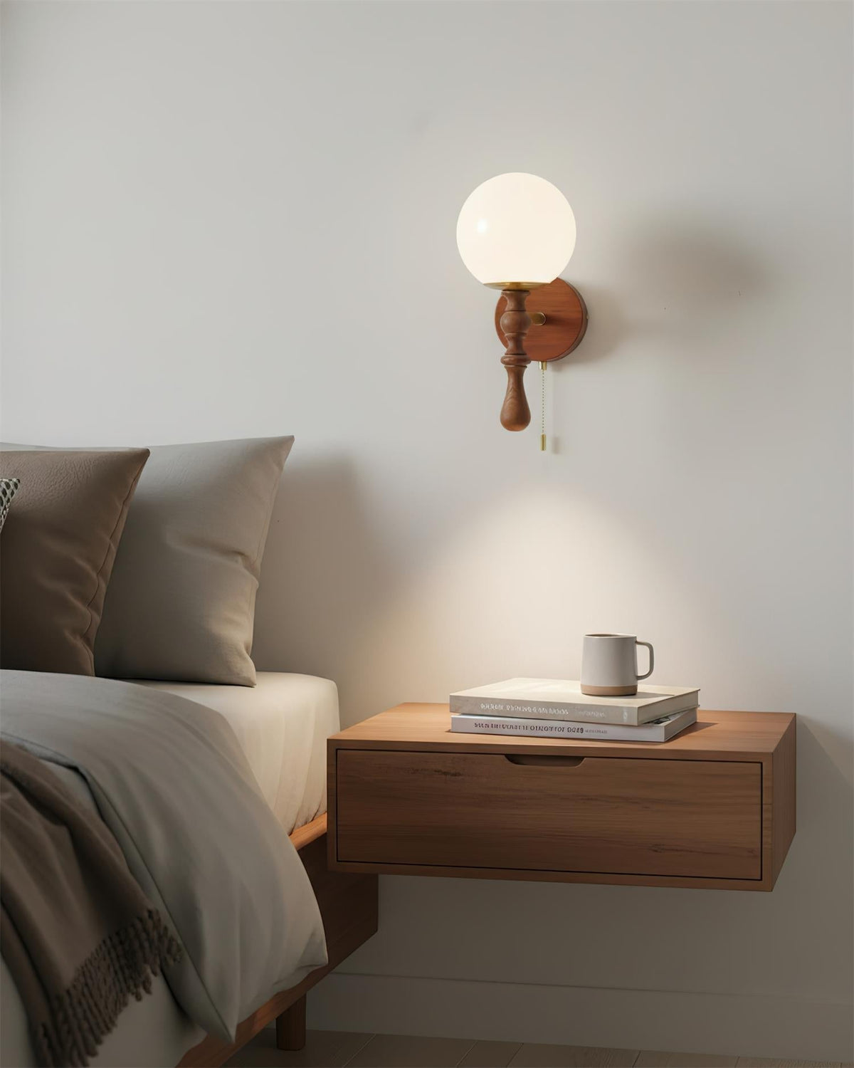 Walnut houten wandlamp