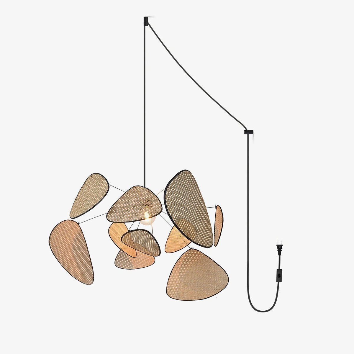 Ariinora hanglamp met rotan en swag industriële stijl