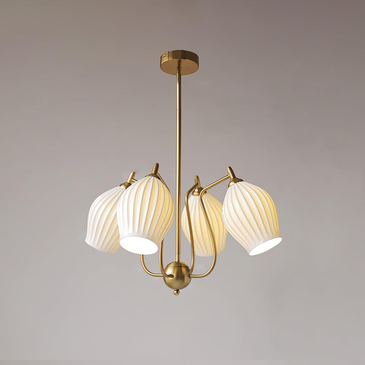 Pravin Kroonluchter keramiek Ribbed Sculptural glas Elegant
