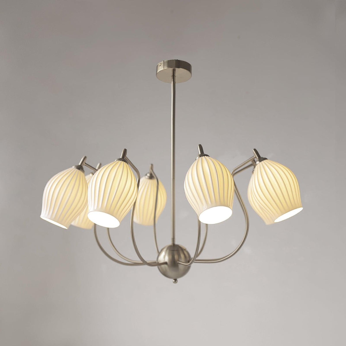 Pravin Kroonluchter keramiek Ribbed Sculptural glas Elegant