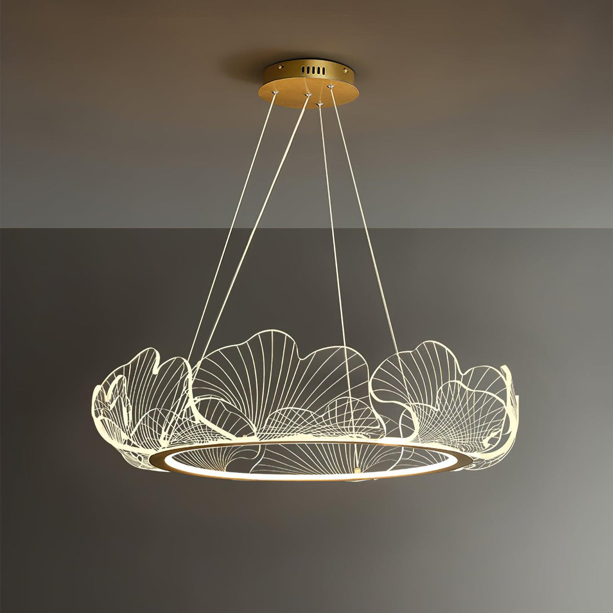 Lucisora hanglamp met mat acryl en bloemblaadring