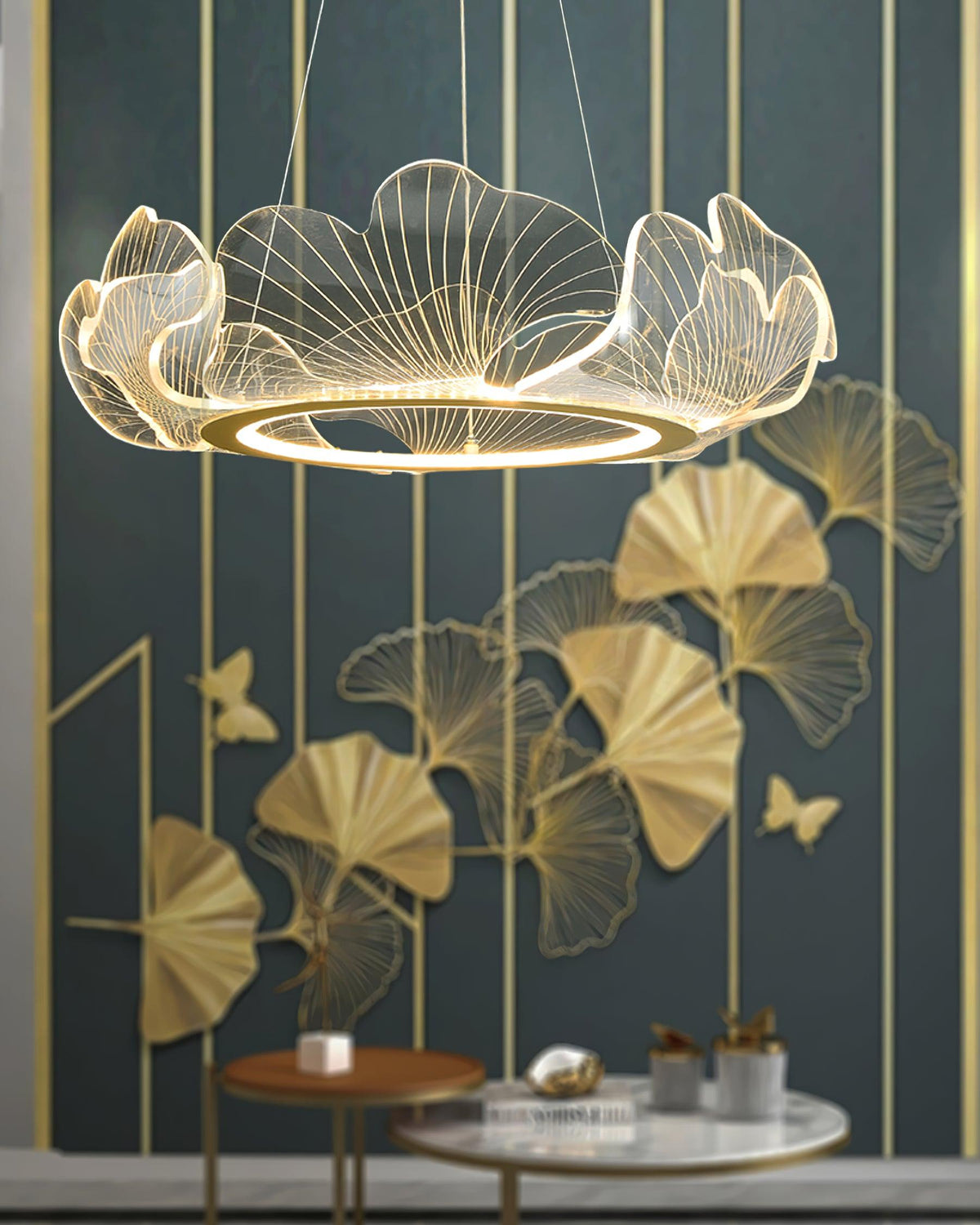 Lucisora hanglamp met mat acryl en bloemblaadring