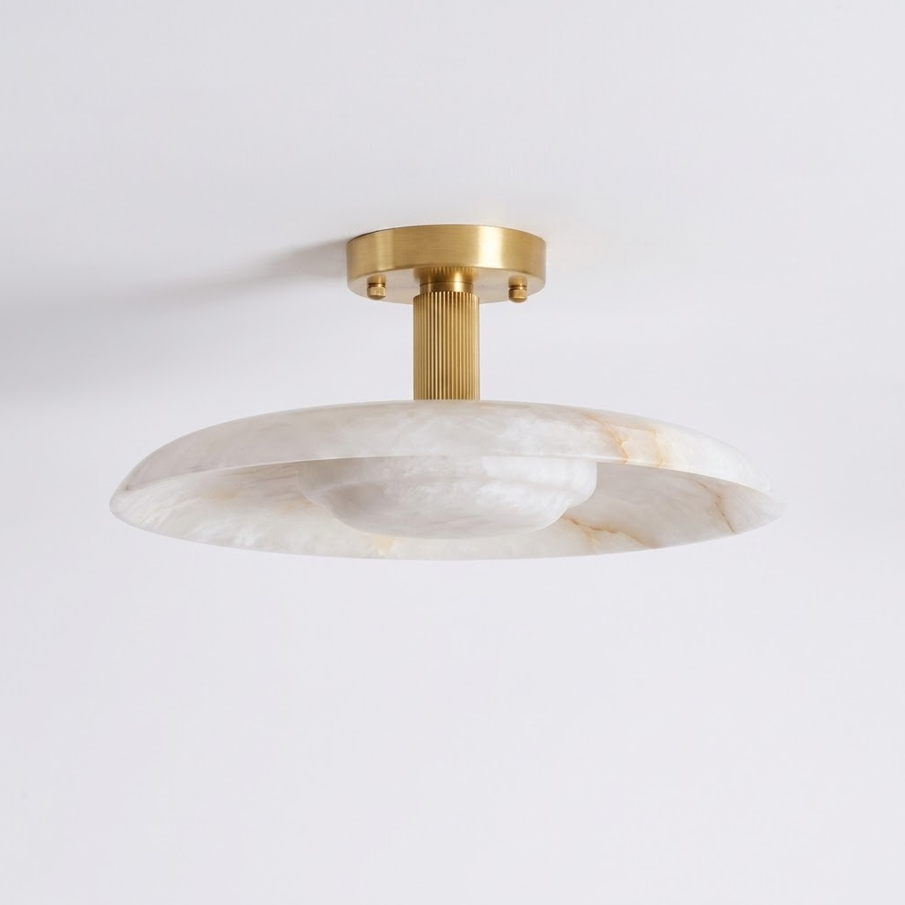 Avenorella Vlakke plafondlamp van albast