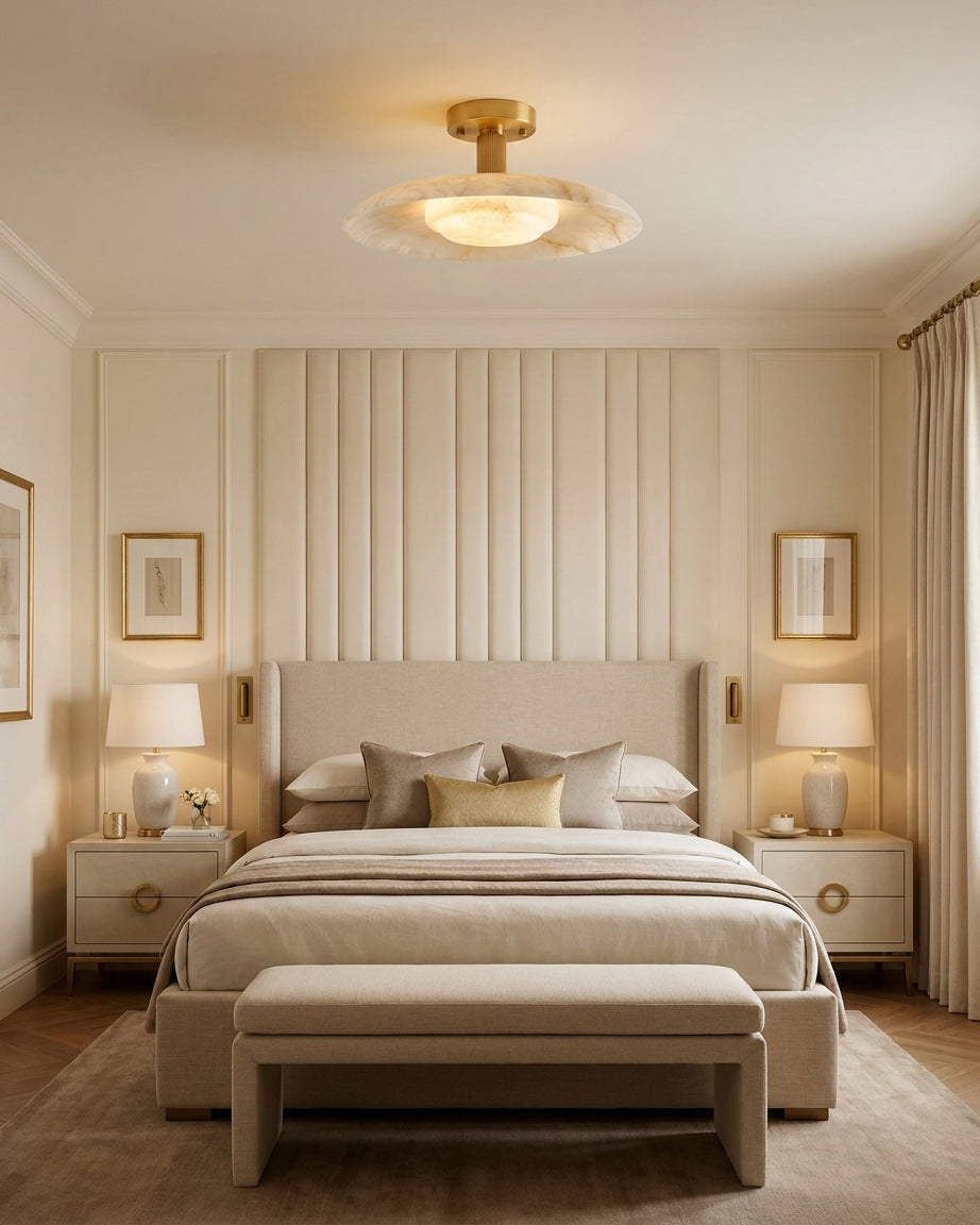 Avenorella Vlakke plafondlamp van albast