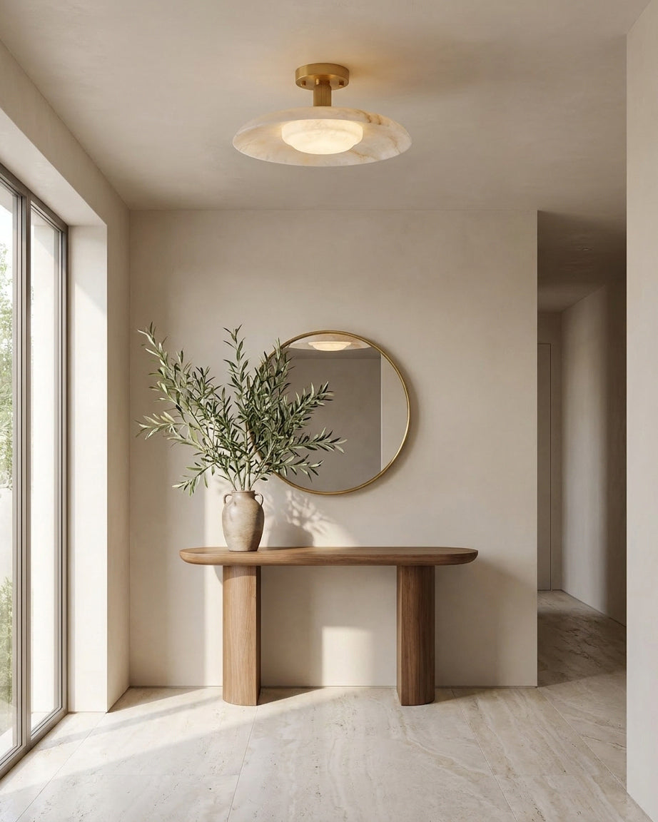 Avenorella Vlakke plafondlamp van albast
