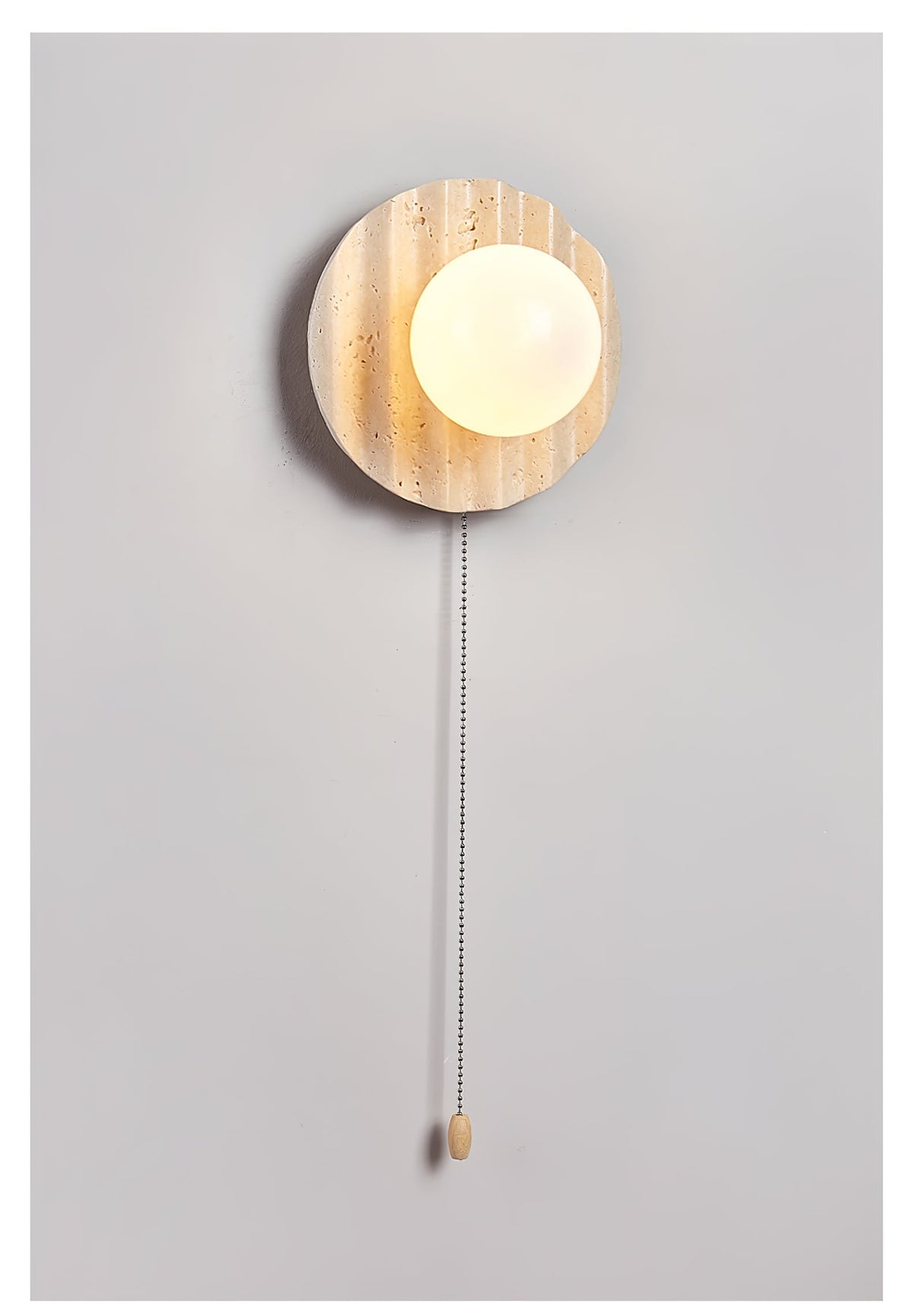 Aluk wandlamp in Geel travertin