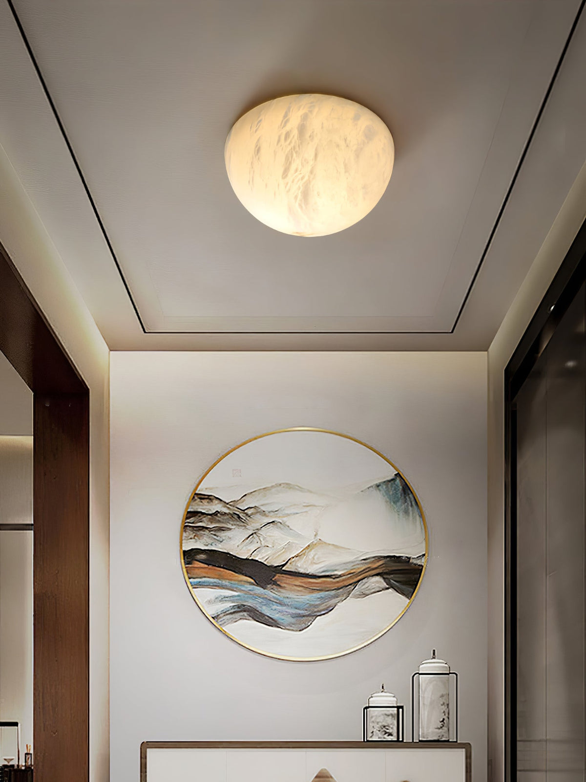 Elvar halfronde minimalistische plafondlamp van albast