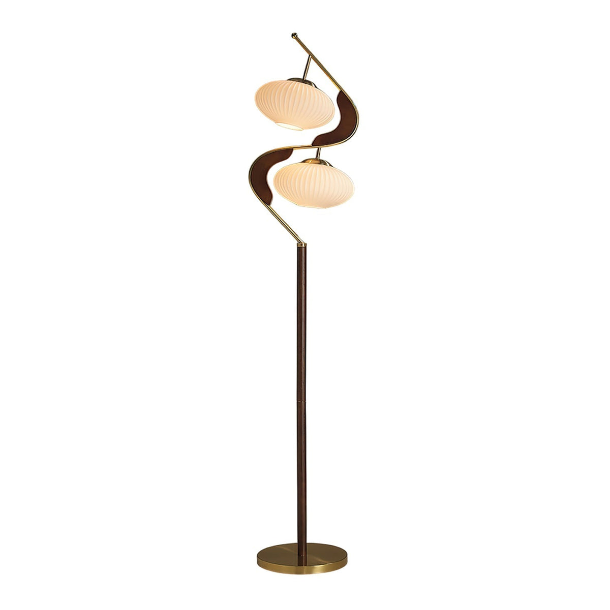 Miruaya moderne vloerlamp in walnootkleur en goud