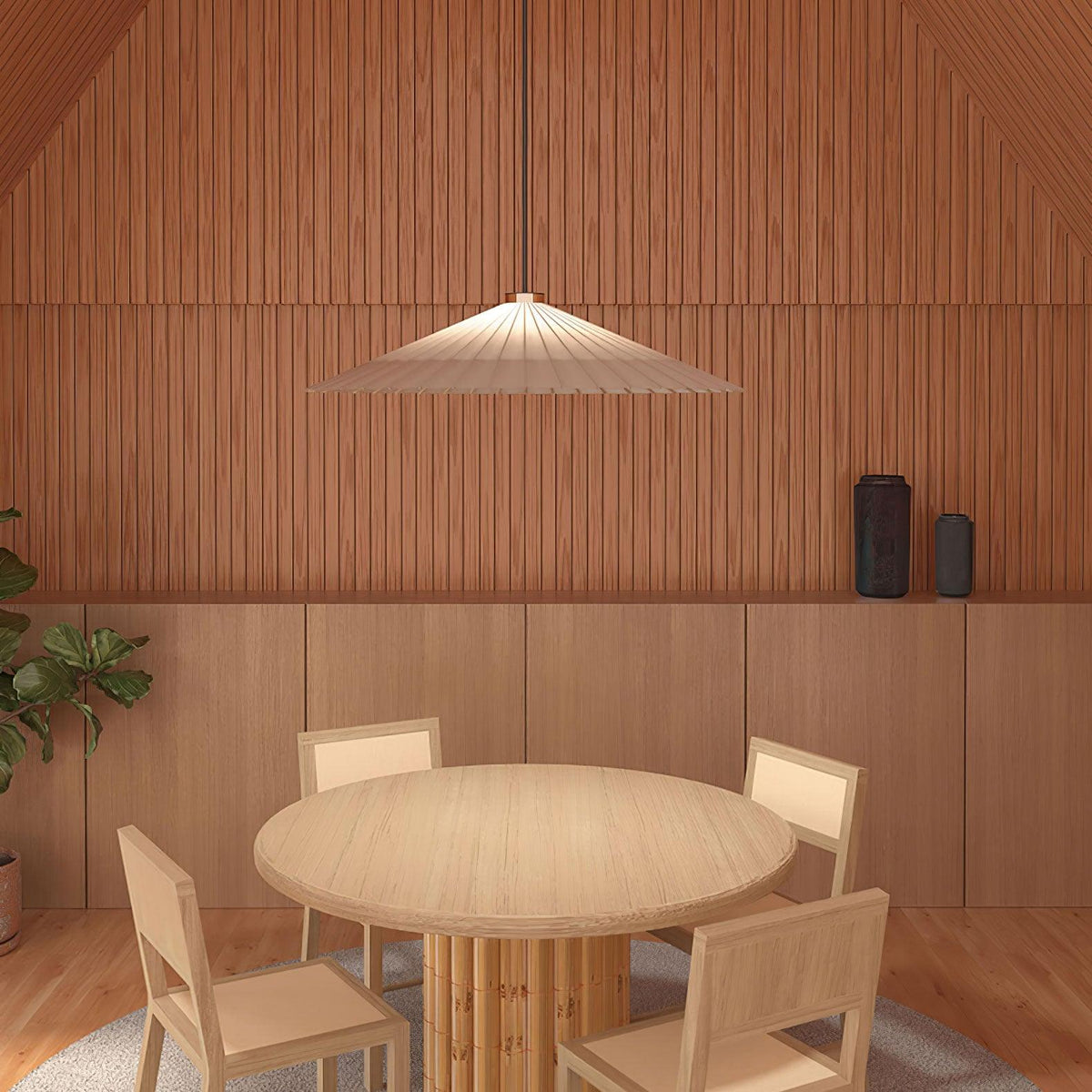 Nirixel hanglamp papierparasol geplooide eetkamer
