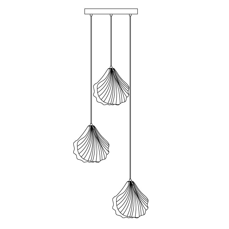 Veda hanglamp van glas met schelpontwerp, artistiek en elegant