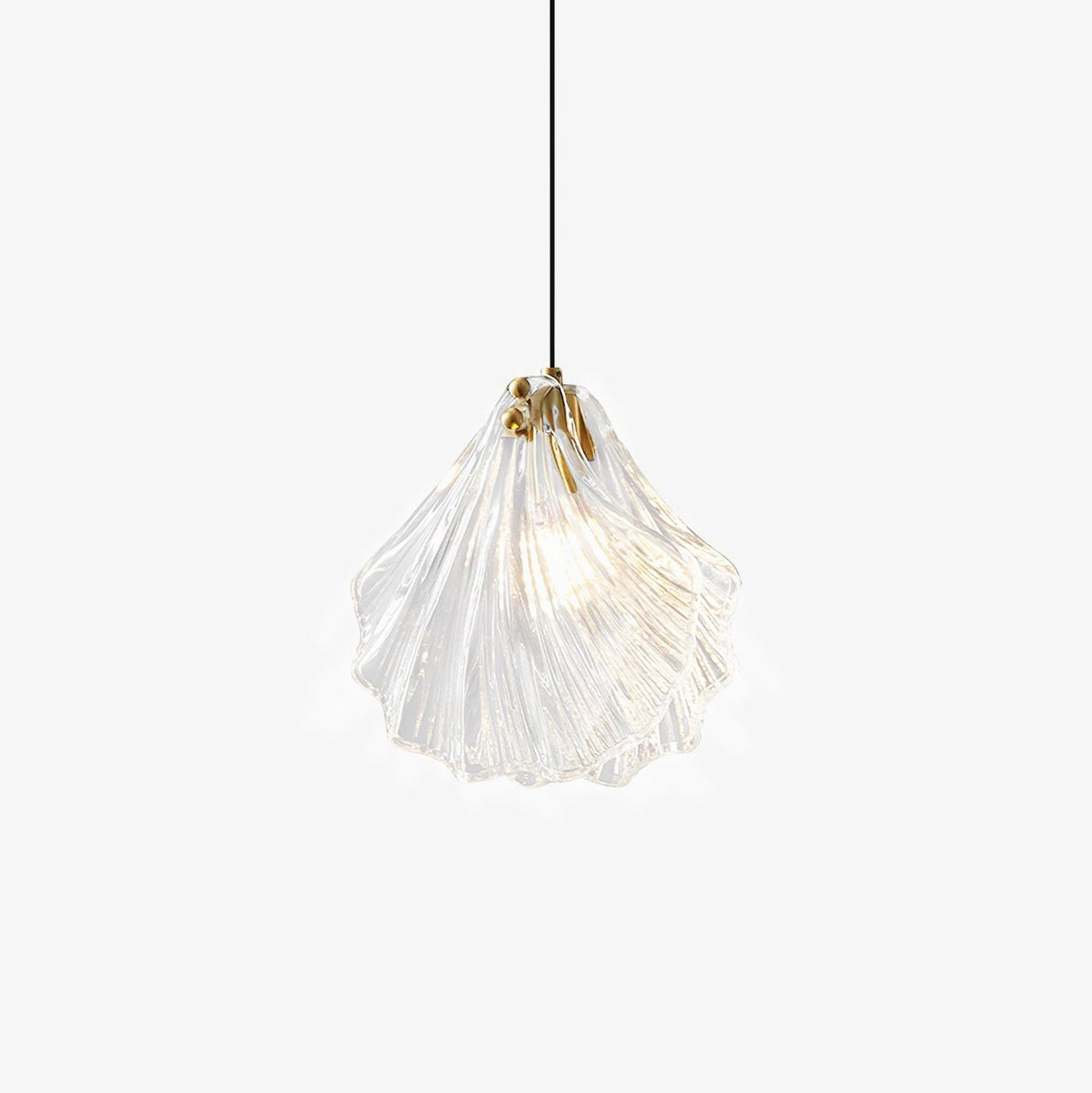 Veda hanglamp van glas met schelpontwerp, artistiek en elegant