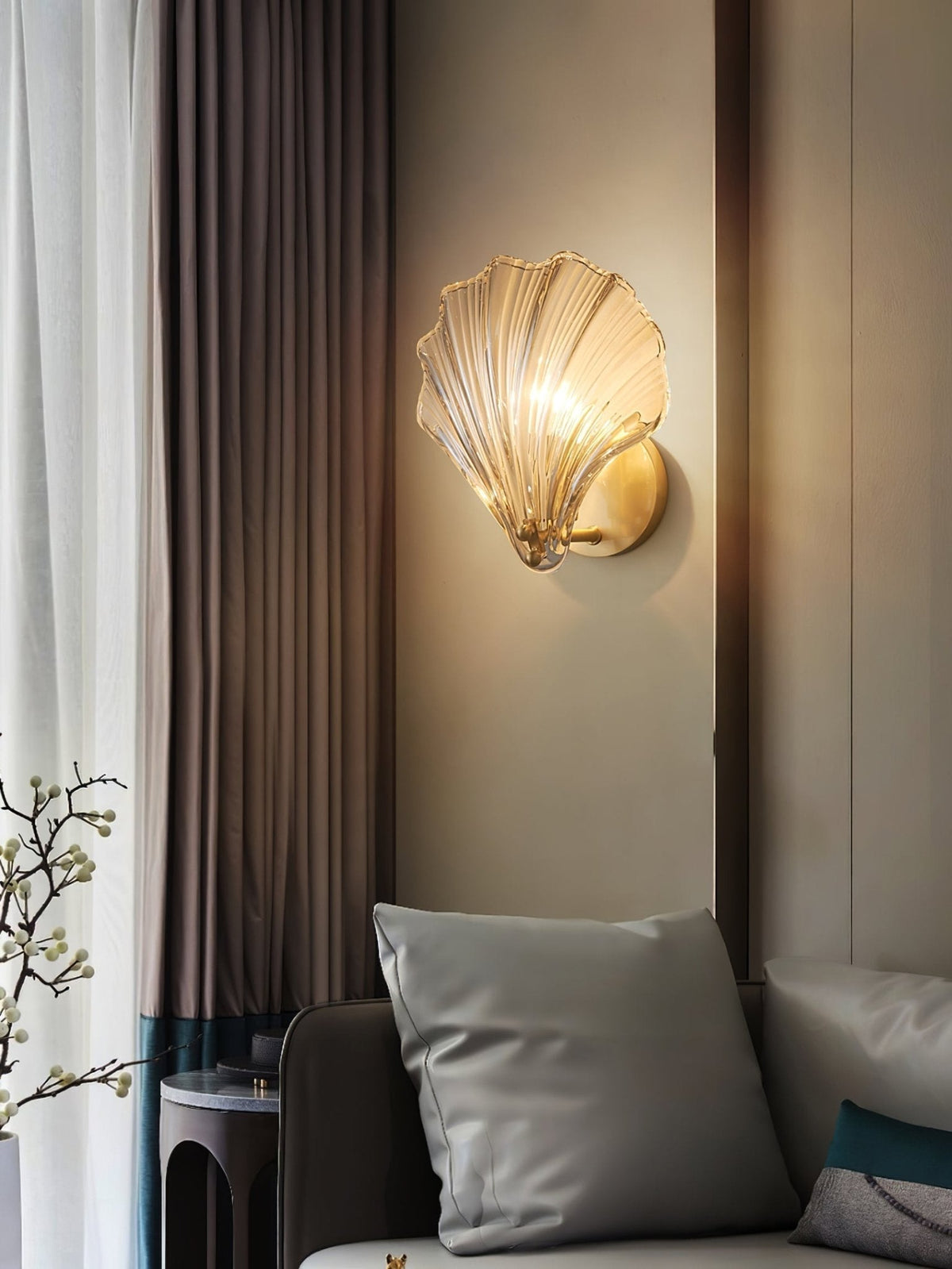 Neo Premium elegantie wandlamp van messing met glazen kap