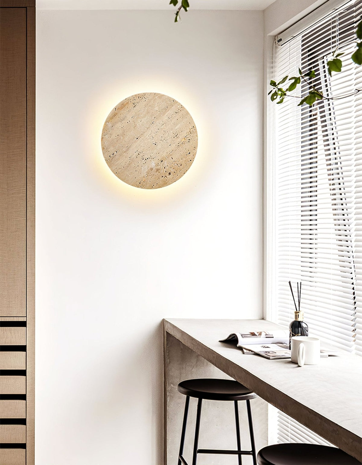 Artale Geel travertin wandlamp