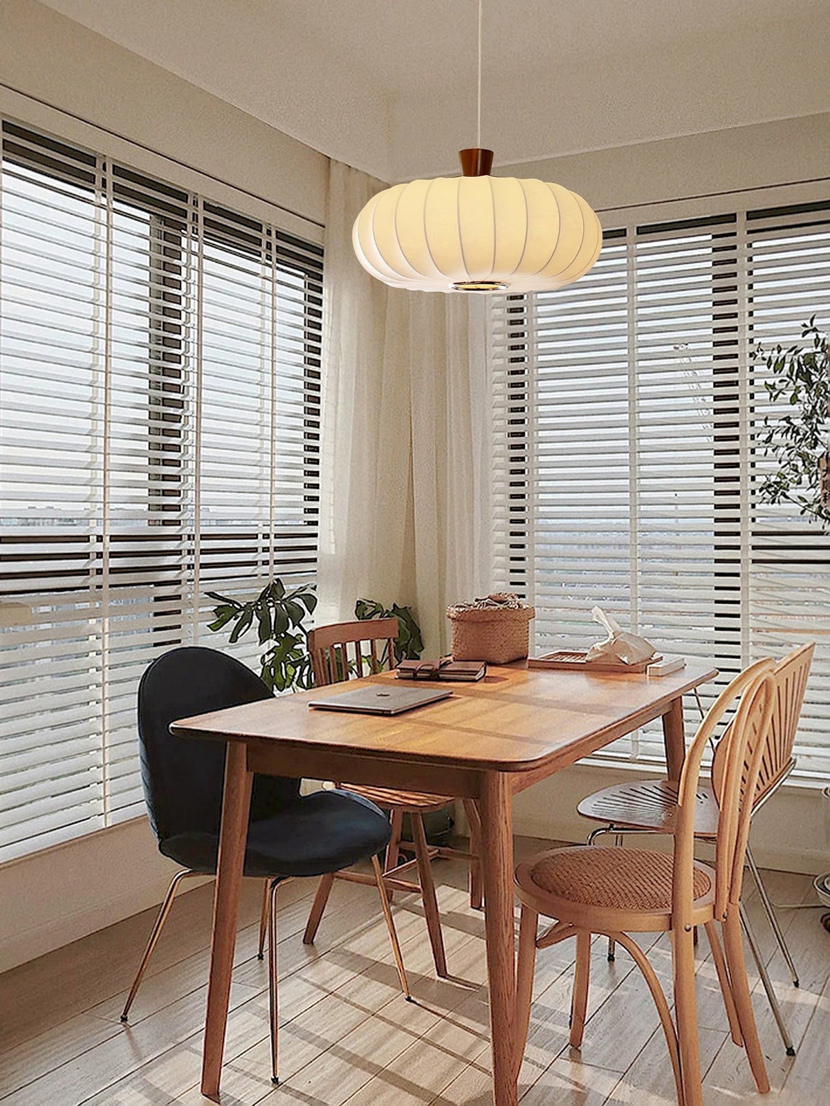 Aldeelia hanglamp van zijden hout in retrostijl