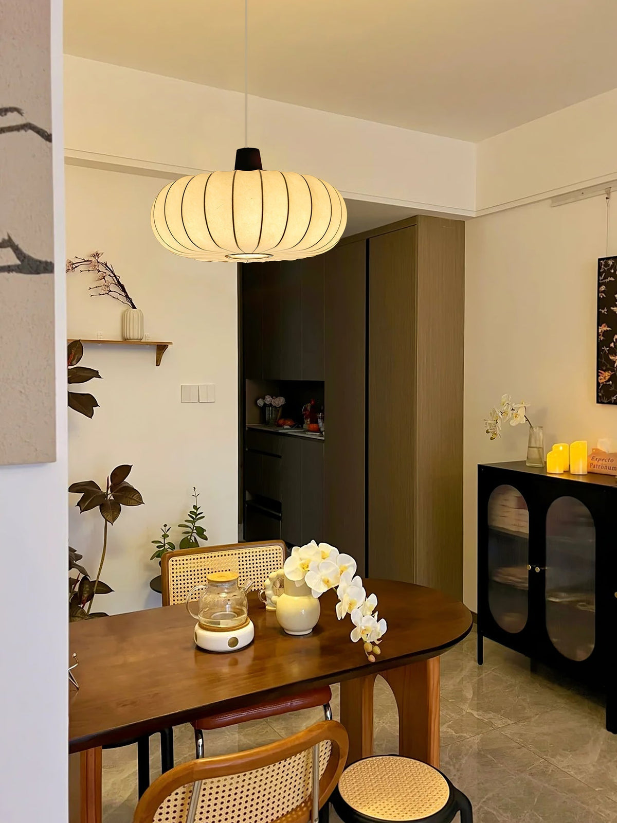Aldeelia hanglamp van zijden hout in retrostijl