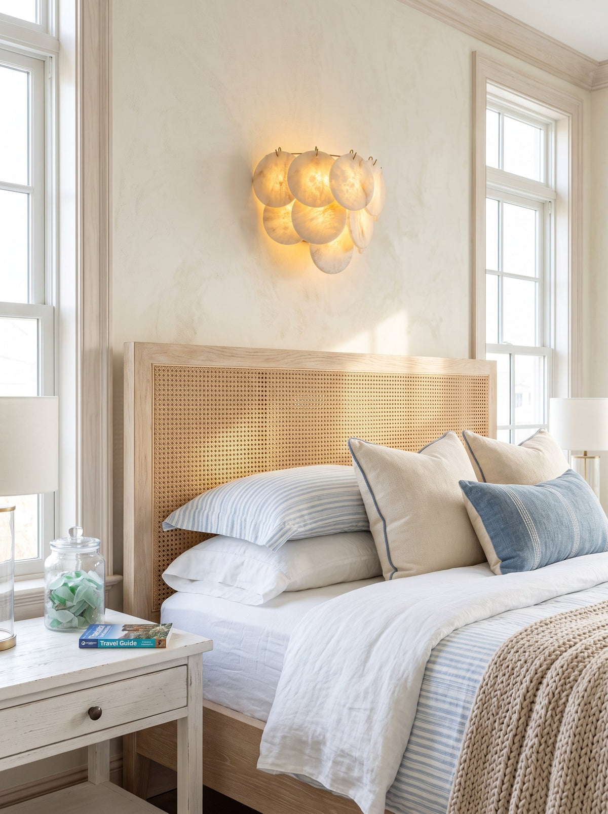 Pemberhurst albast schijfvormige wandlamp